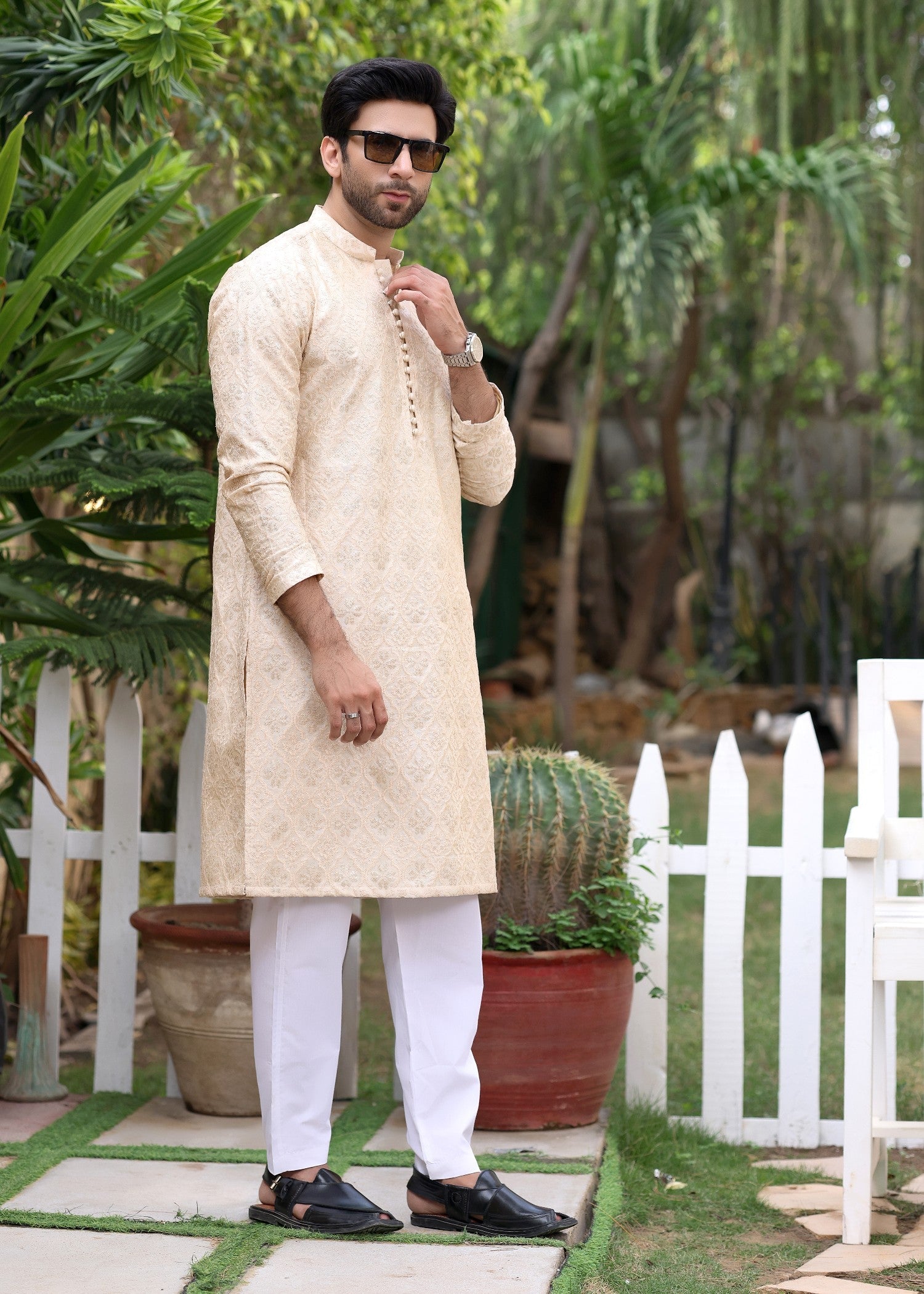 raw silk Kurta Set in Peach pink by The Great Masters (TGM)