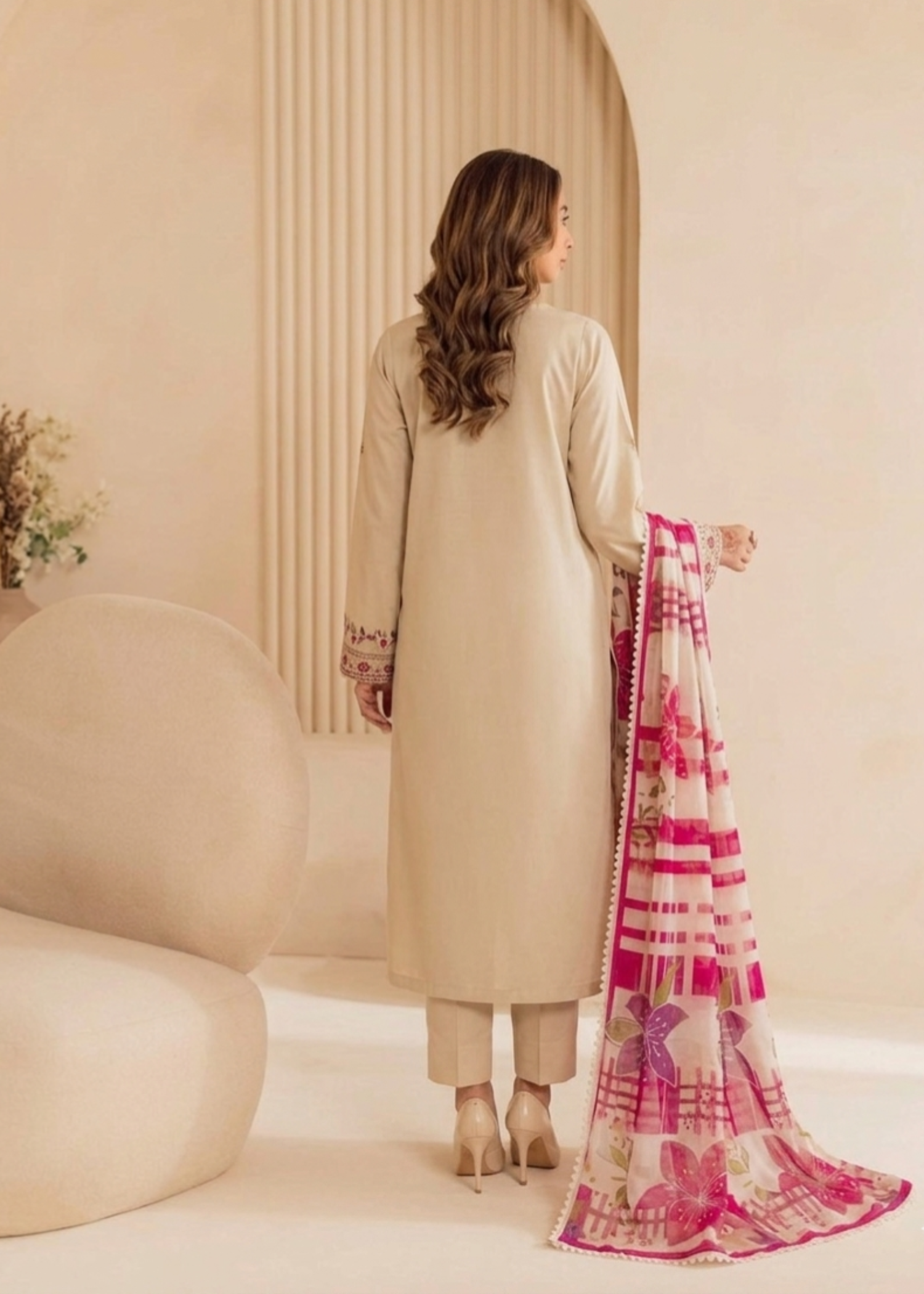 cotton linen Kurta Set in Beige