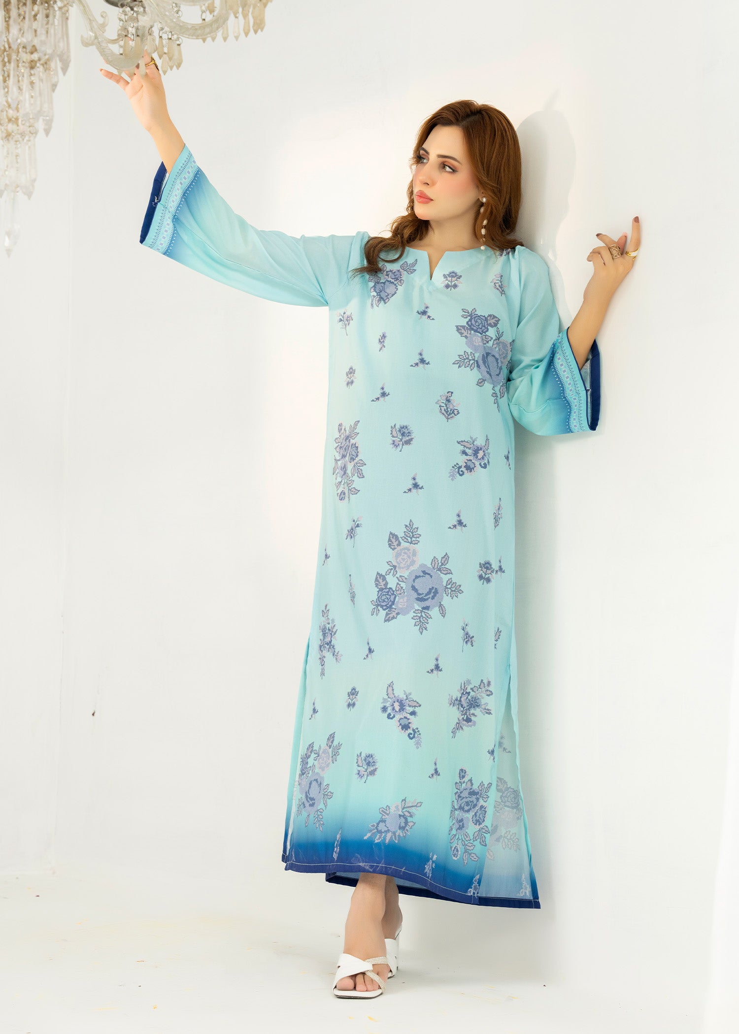 lawn Kaftan in Aquamarine