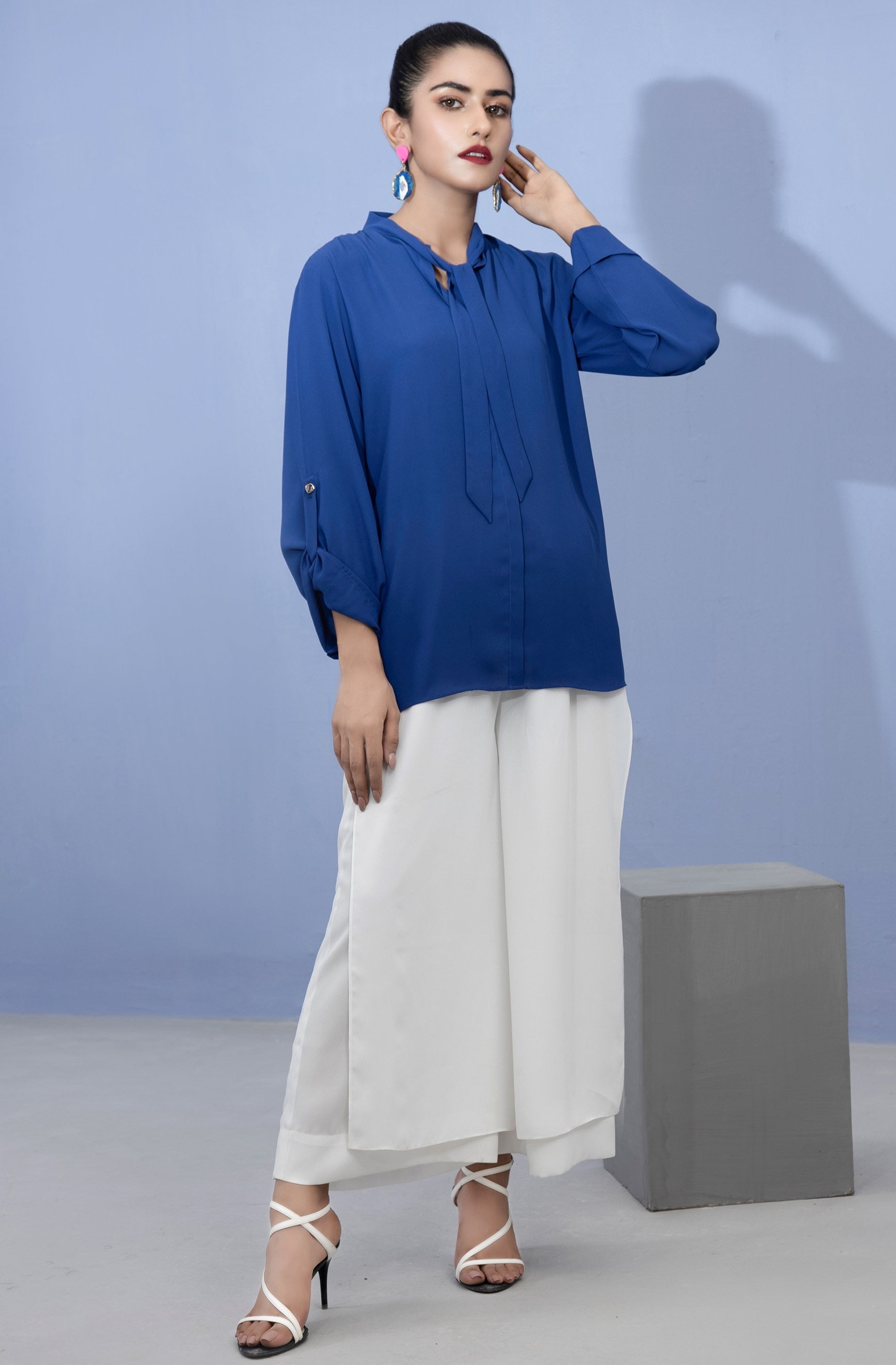 crepe georgette Kurti in Navy blue