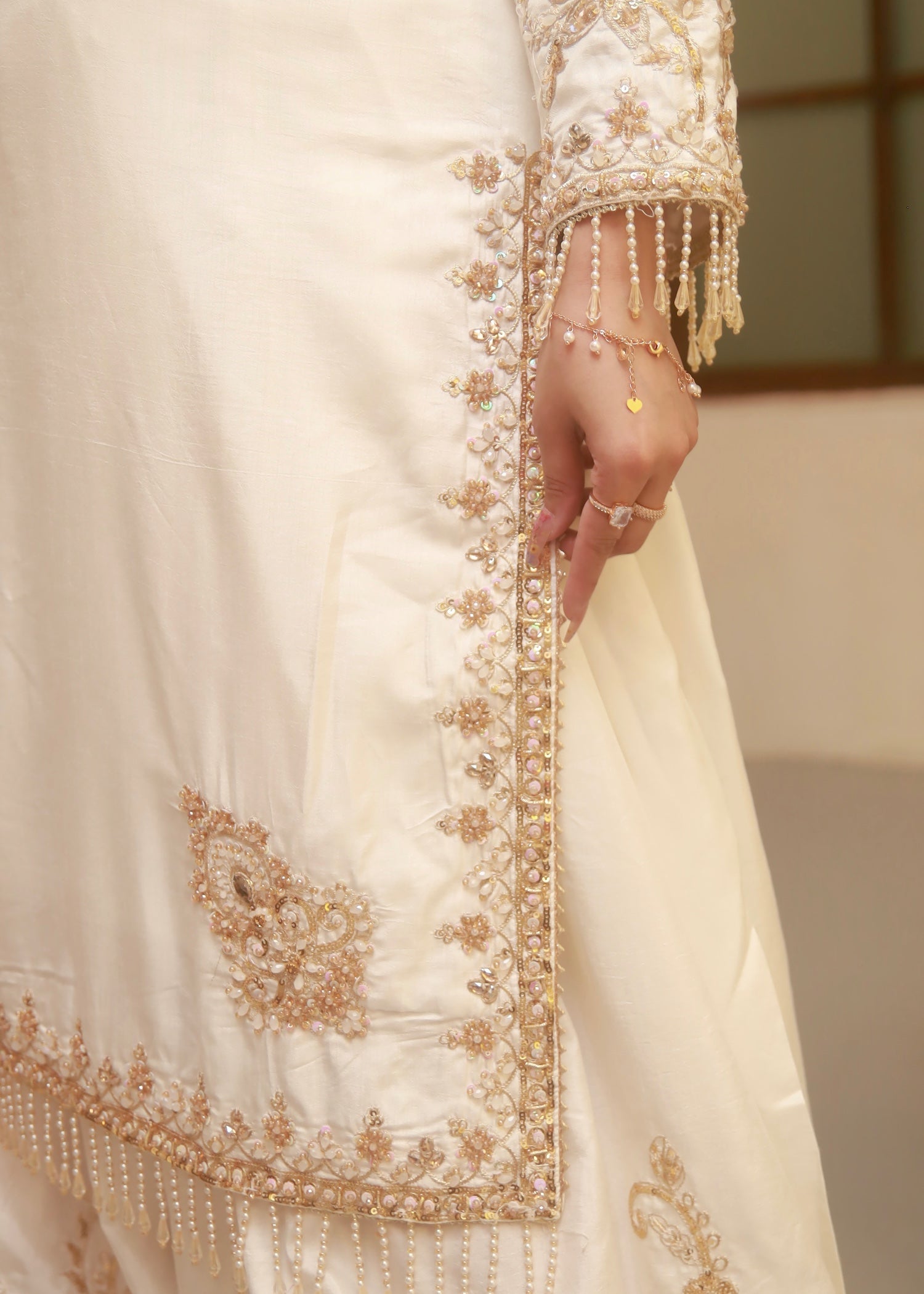 raw silk Sharara in White