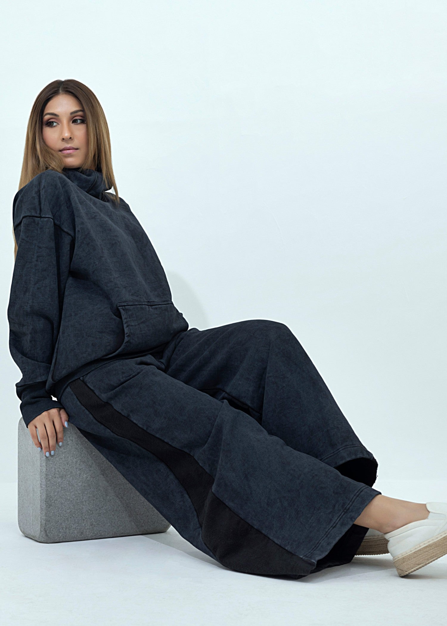 fleece Co Ord Sets in Ice blue, black