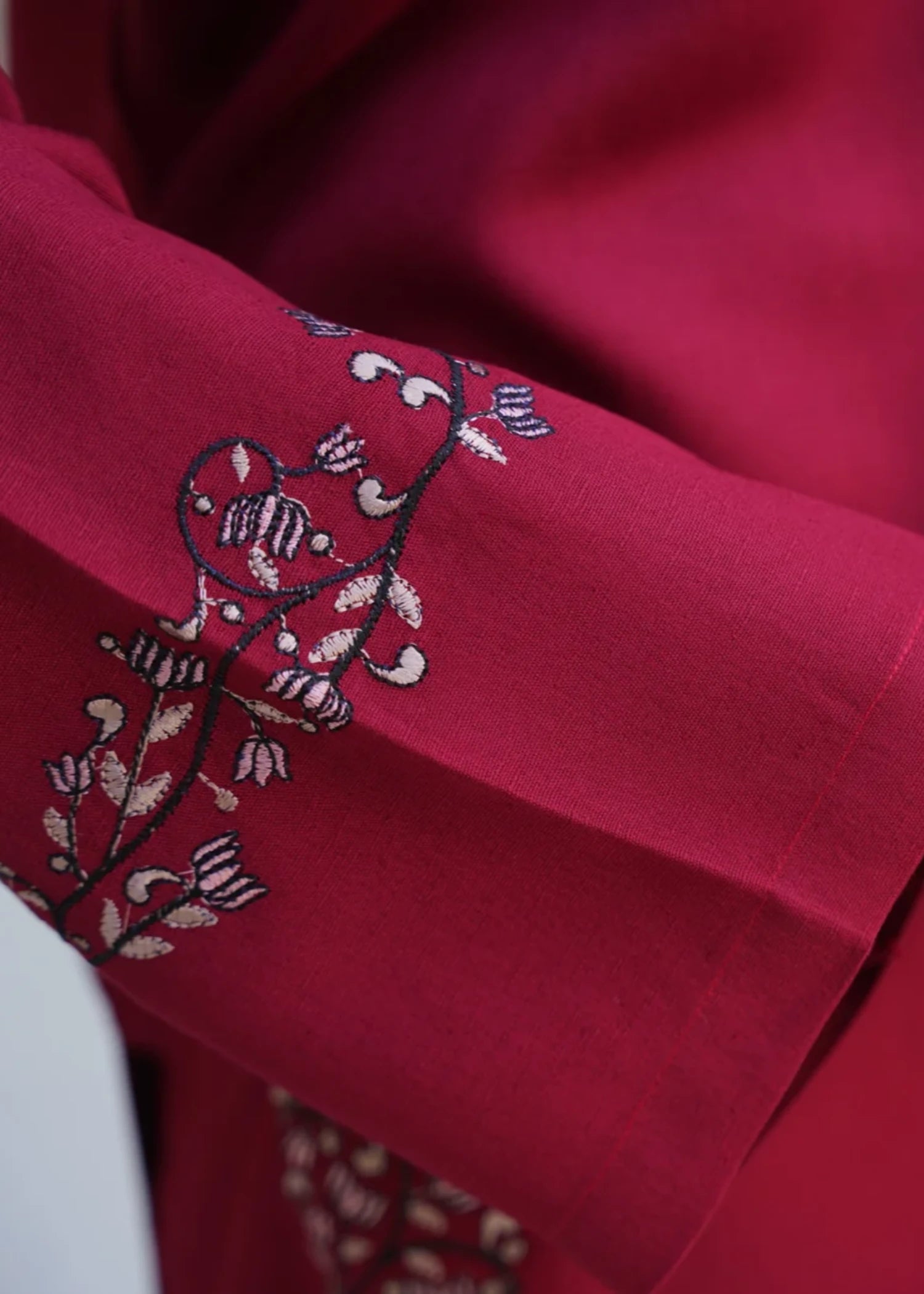 silk karandi Kurta Set in Red