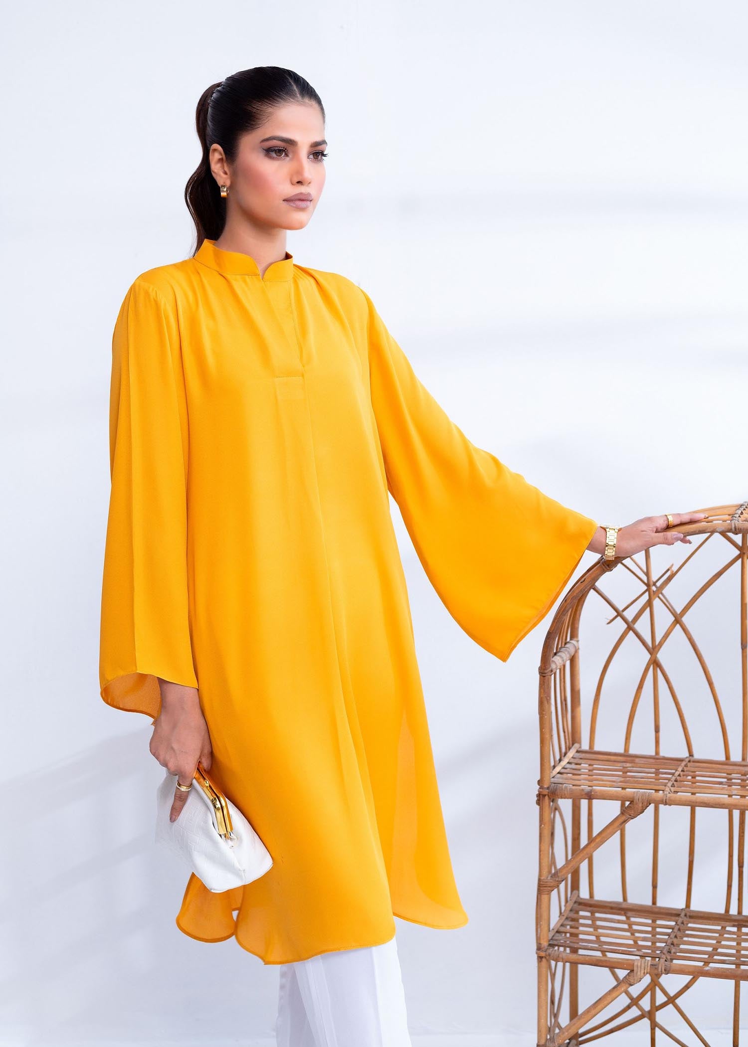 georgette chiffon Kurta Set in Yellow