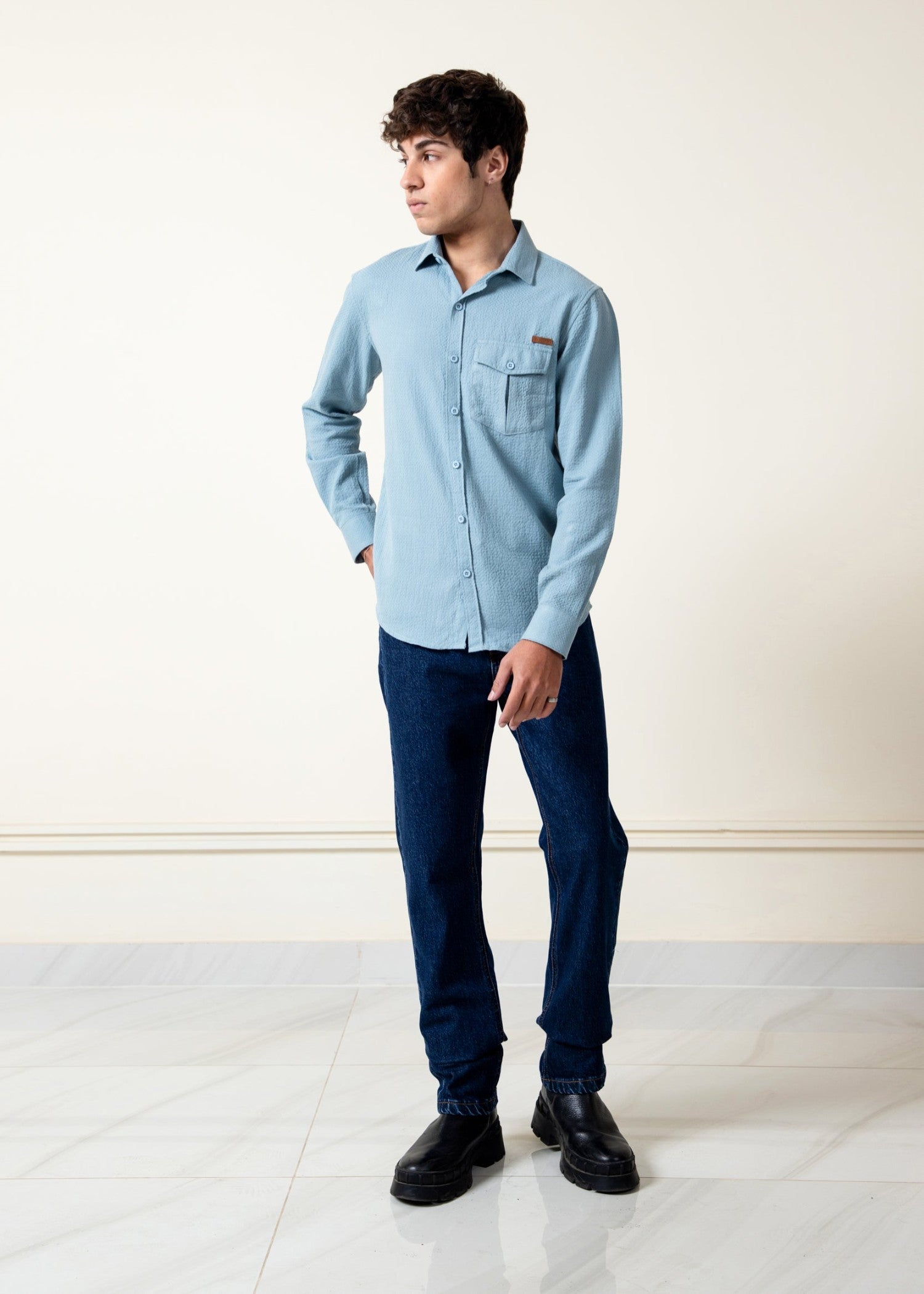 dobby Casual Shirt in Light blue