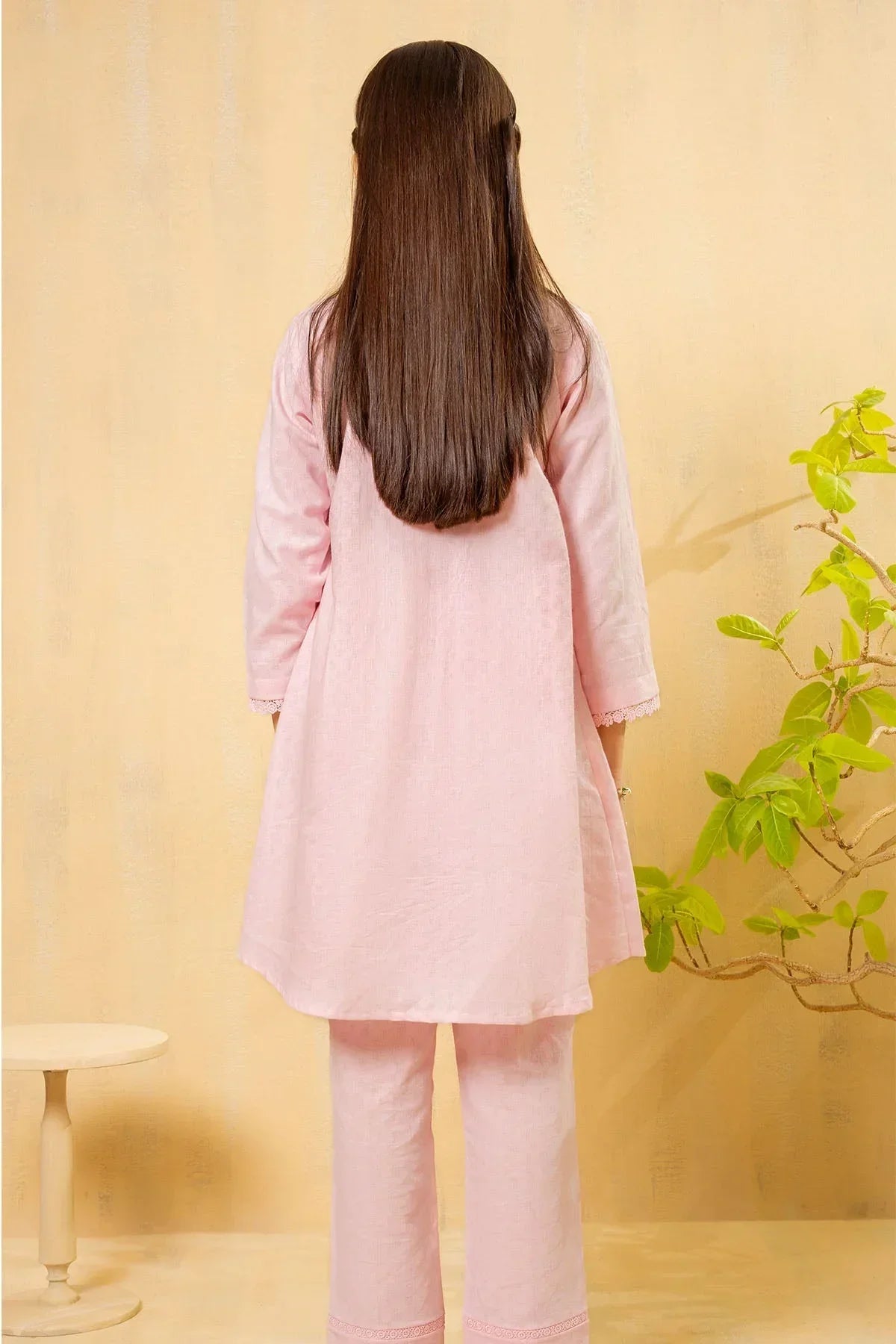 chambray Short Frock in Pink