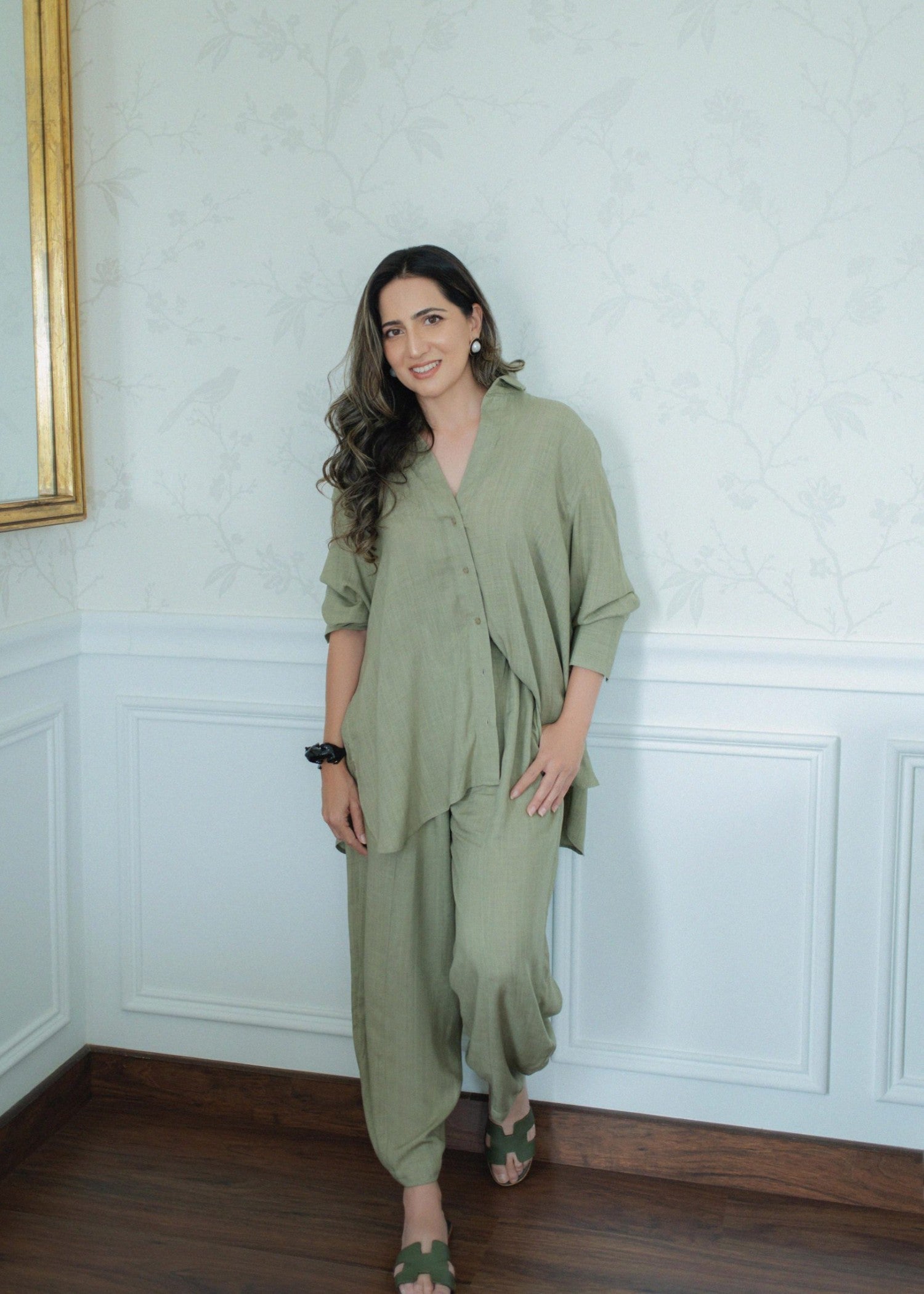 irish linen Co ord Sets in Green