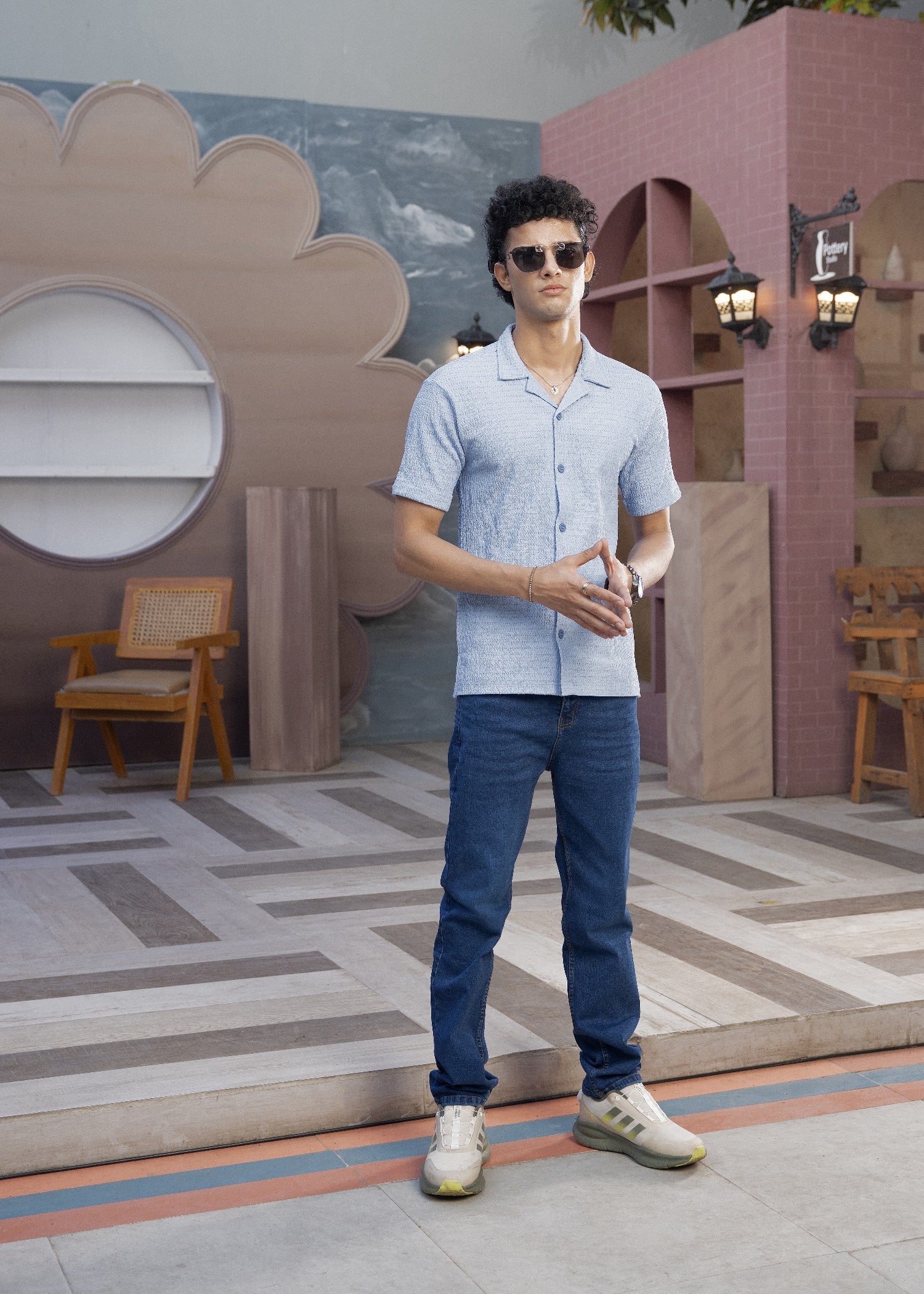 cotton Casual Shirt in Sky blue, arctic blue
