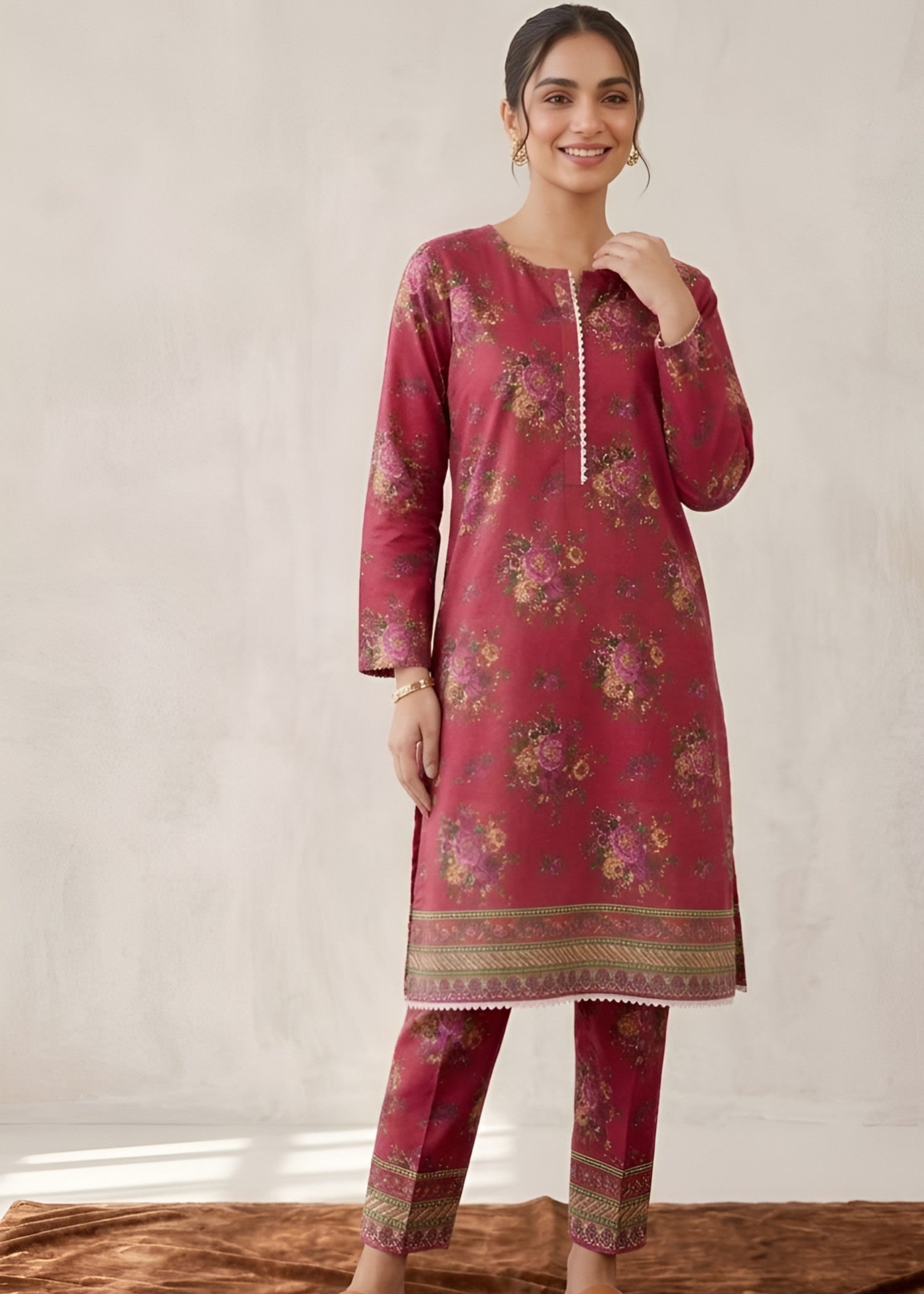 cotton Co Ord Sets in Crimson