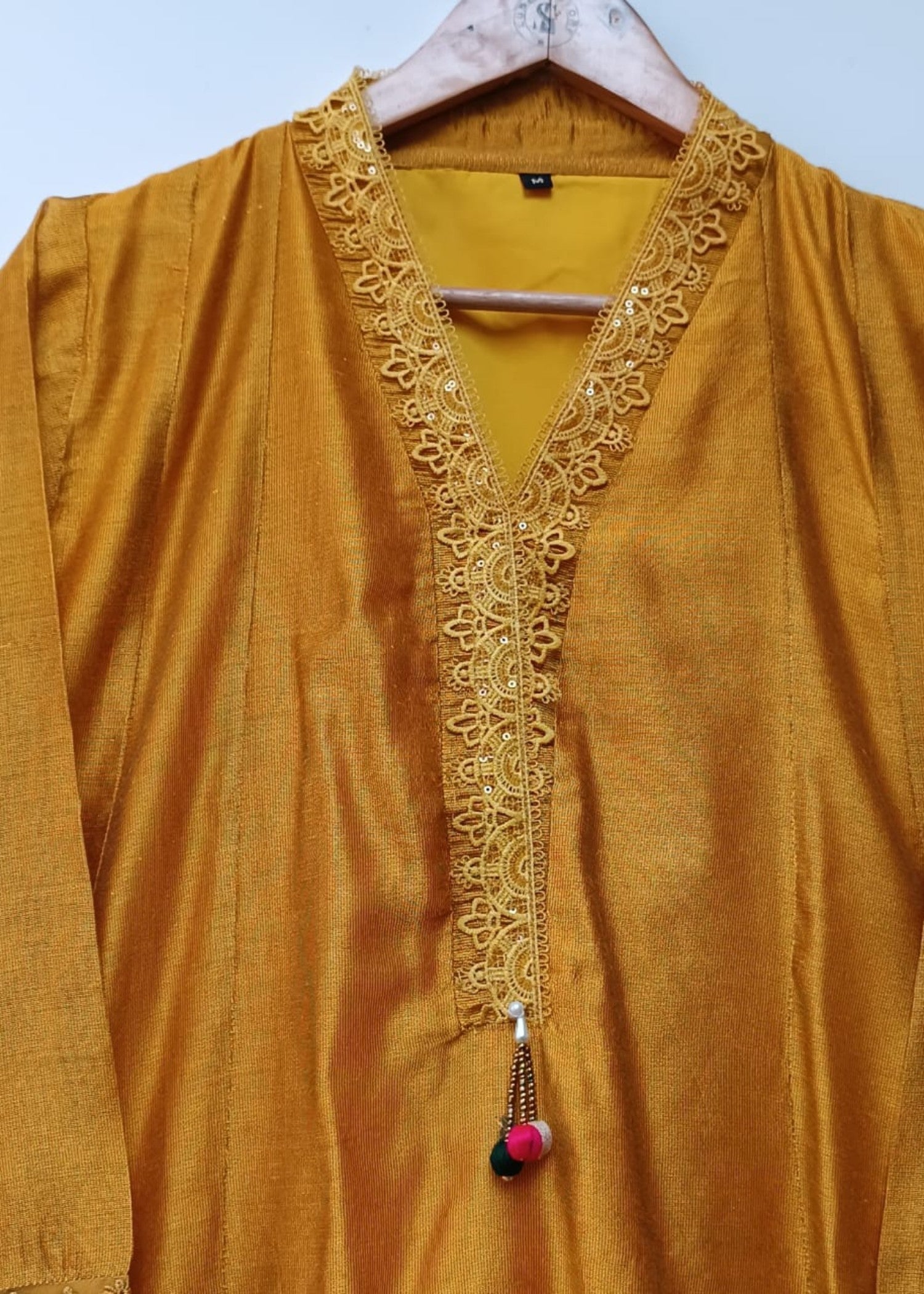 khaddi net Anarkali in Mustard