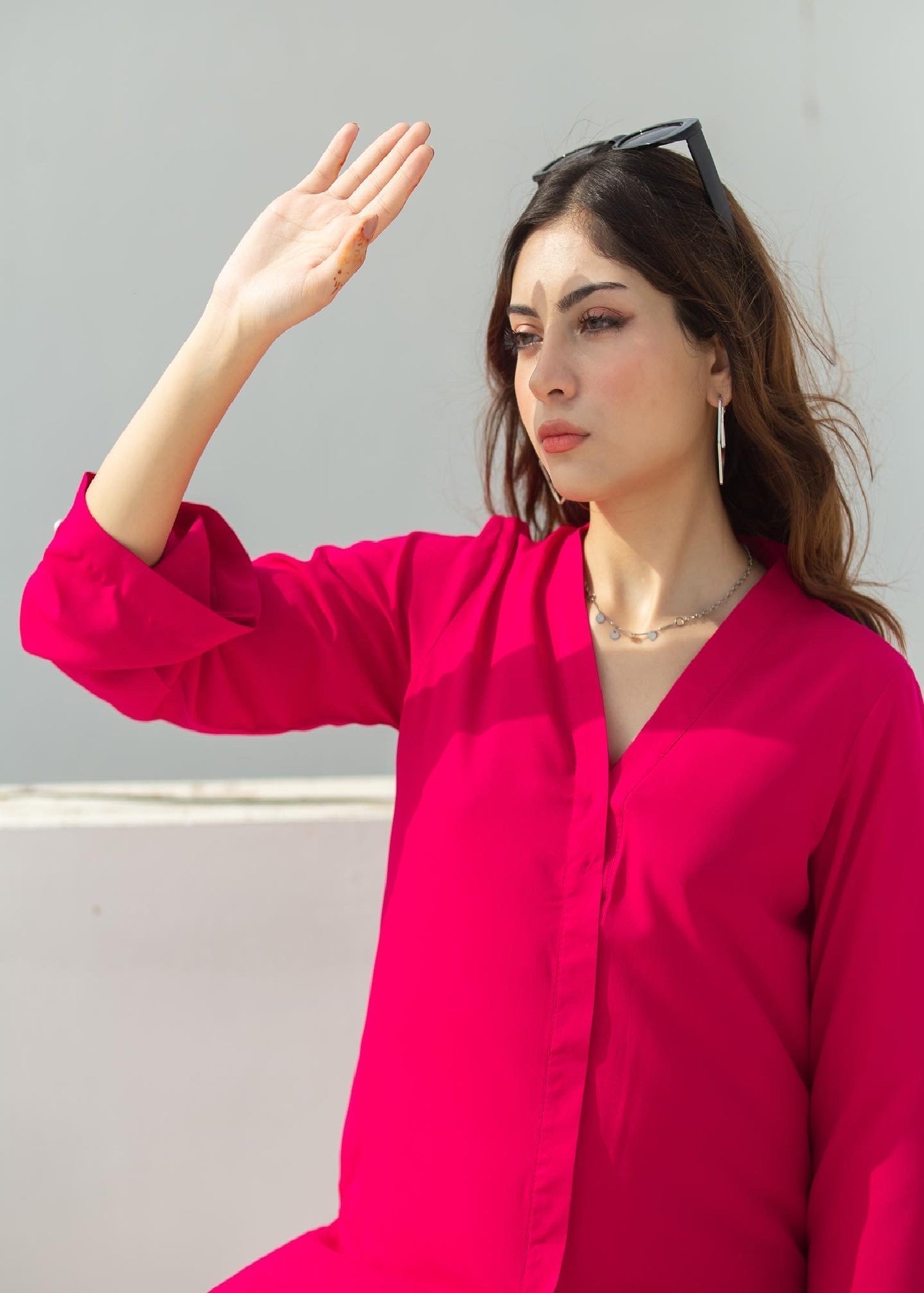 georgette Co ord Sets in Deep pink