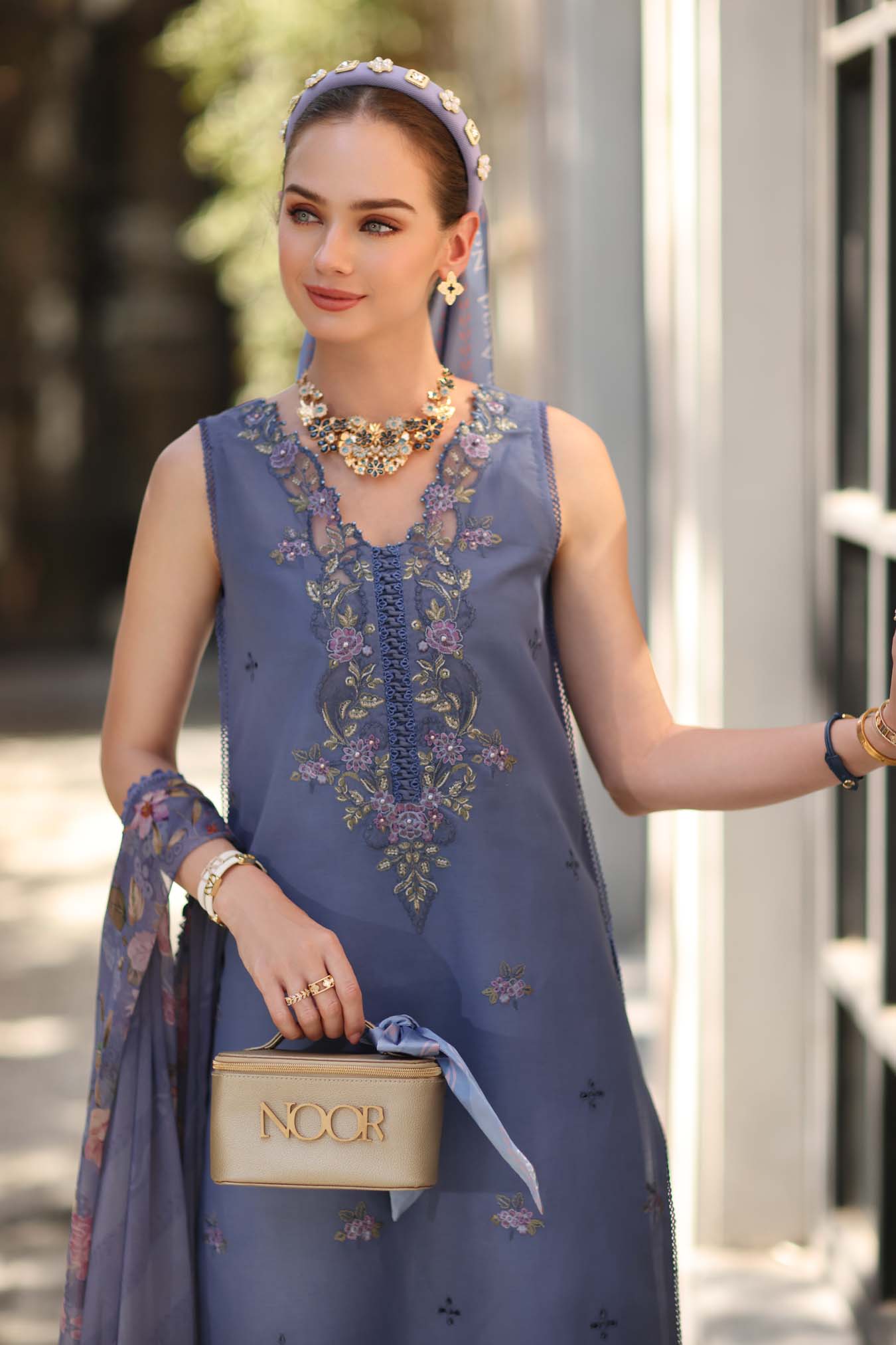 Noor Eid Luxe Printskhaas Lawn – D3 - B - Stormy Lilac