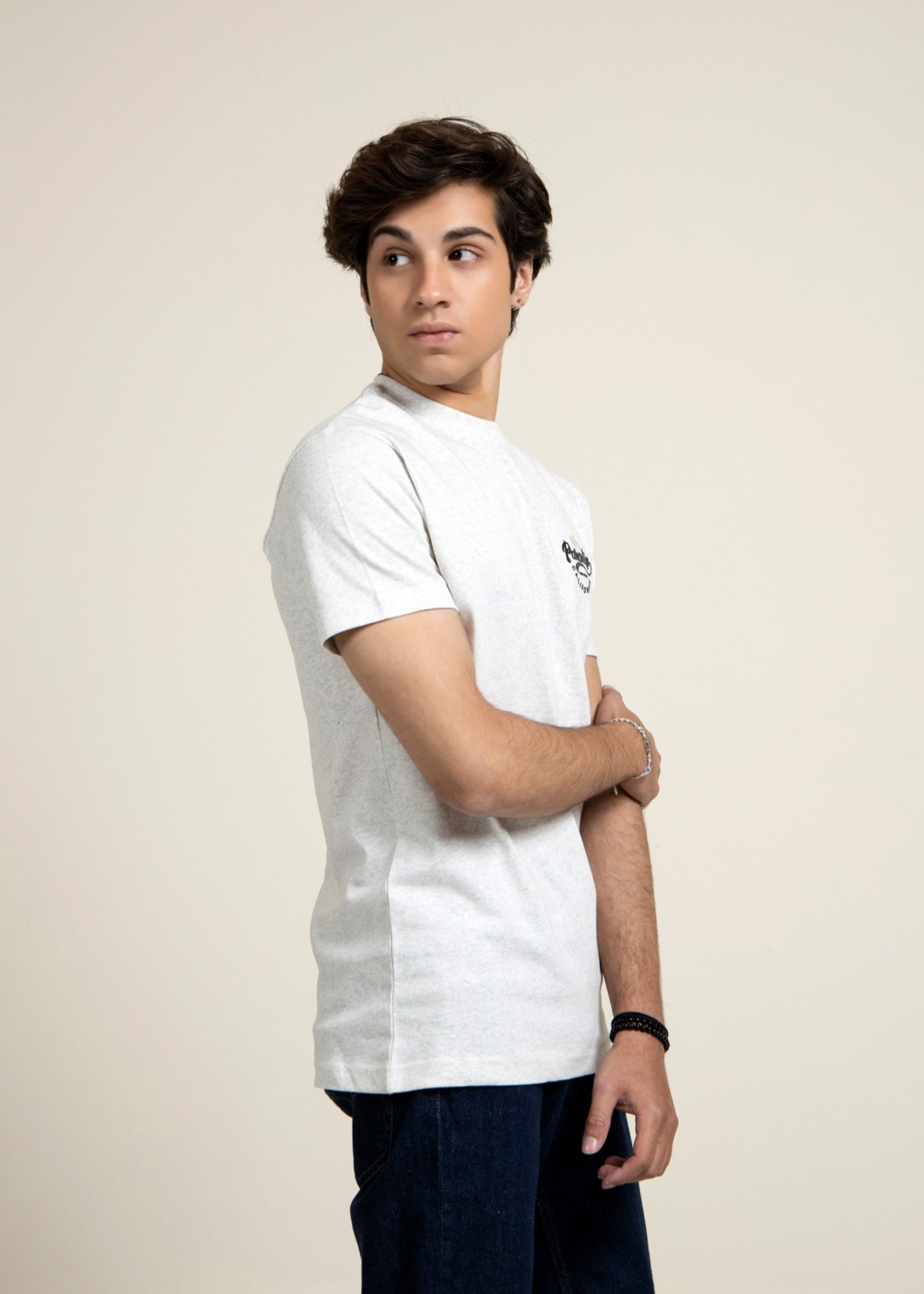 cotton jersey T Shirt in Off-white