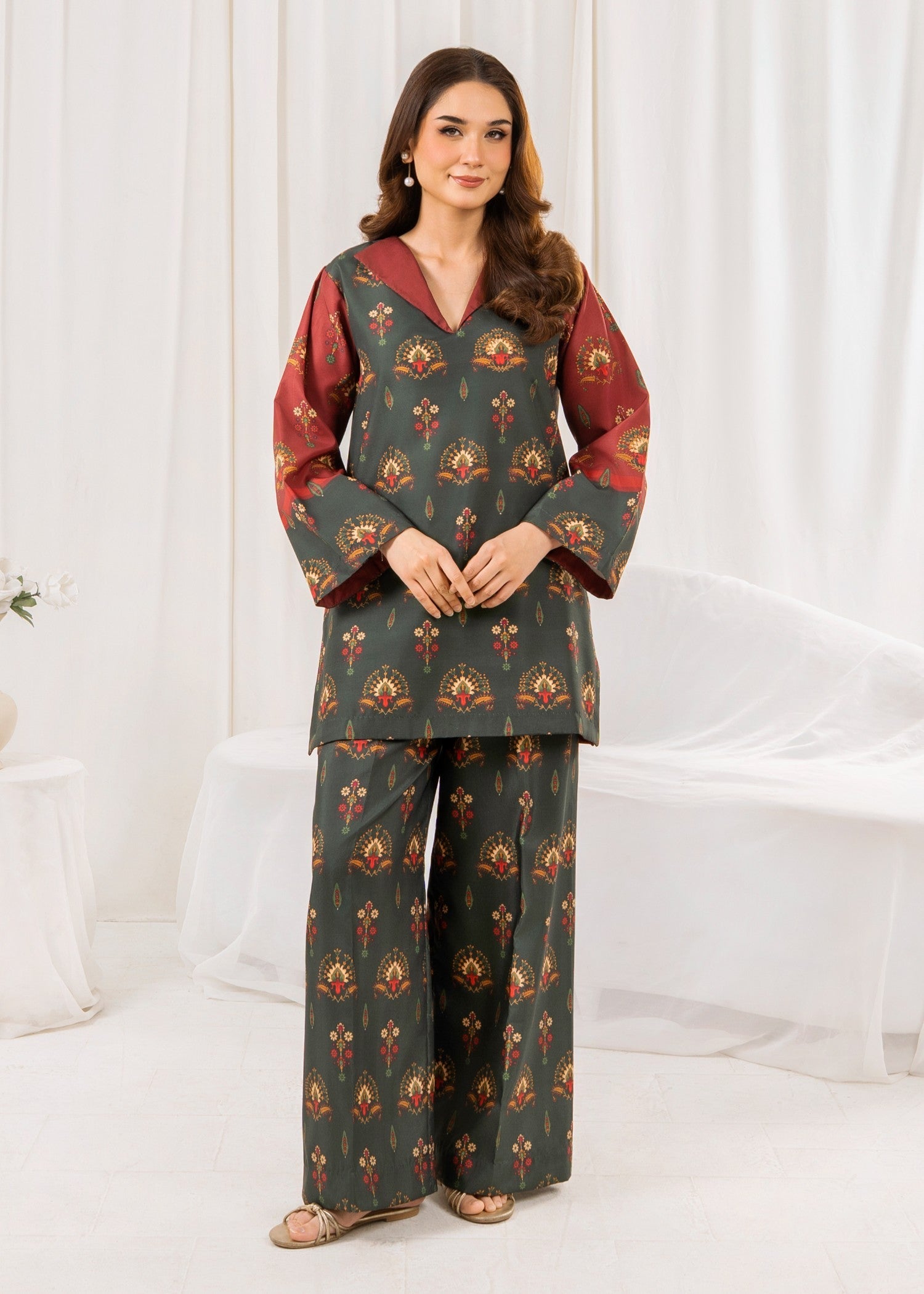 poly lawn Co Ord Sets in Hunter green
