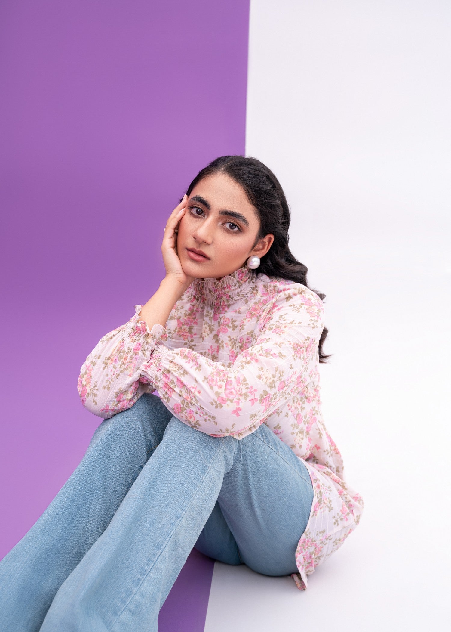bemberg georgette chiffon Top in Pastel pink