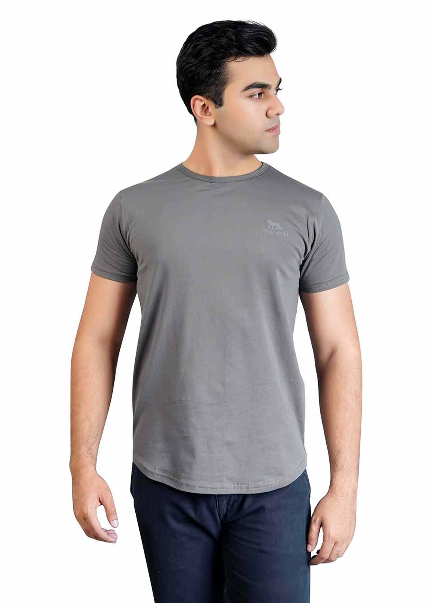 single jersey knit T Shirt in Grey
