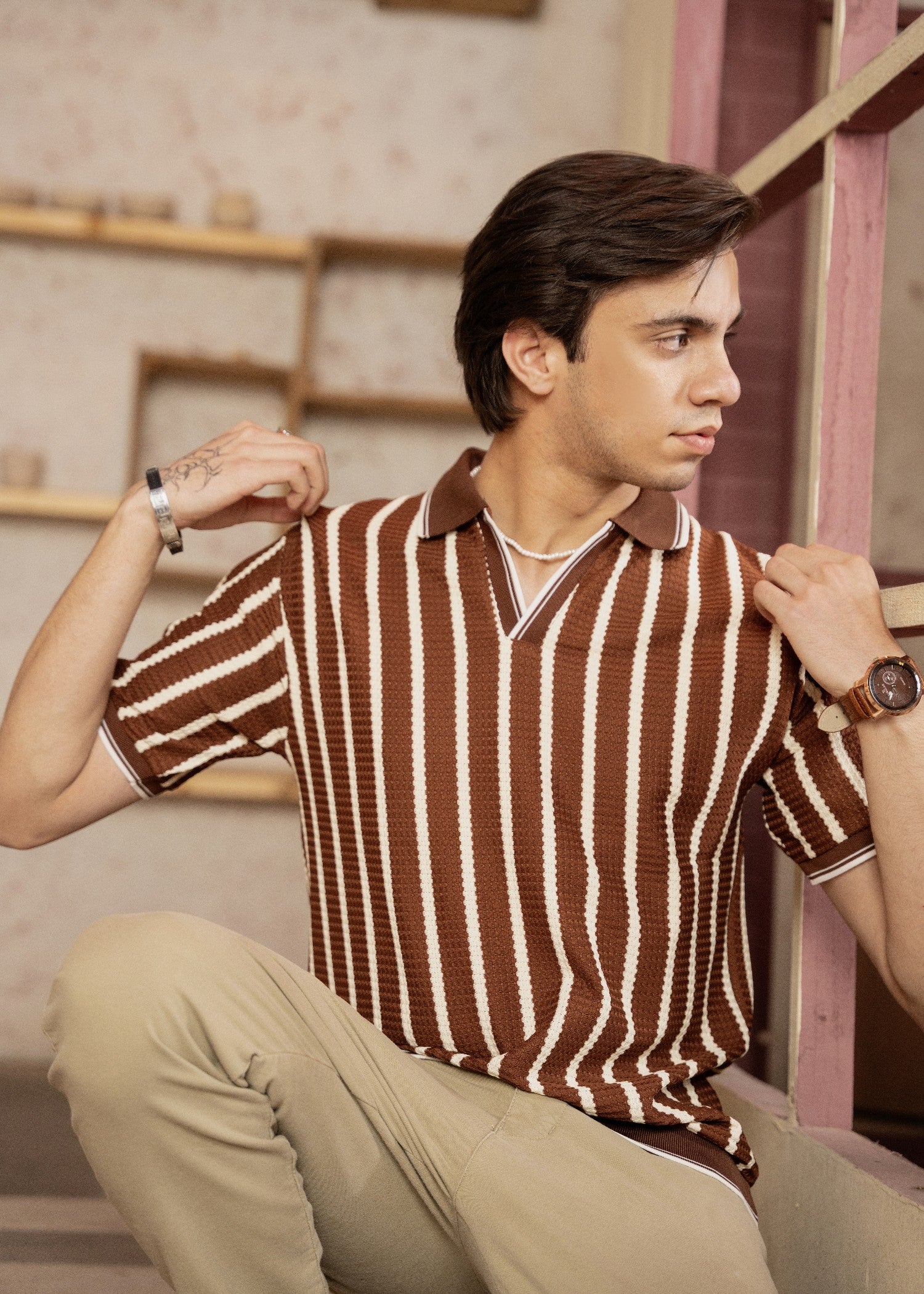 jersey knit Polo Shirt in Brown, tawny brown, rustic brown