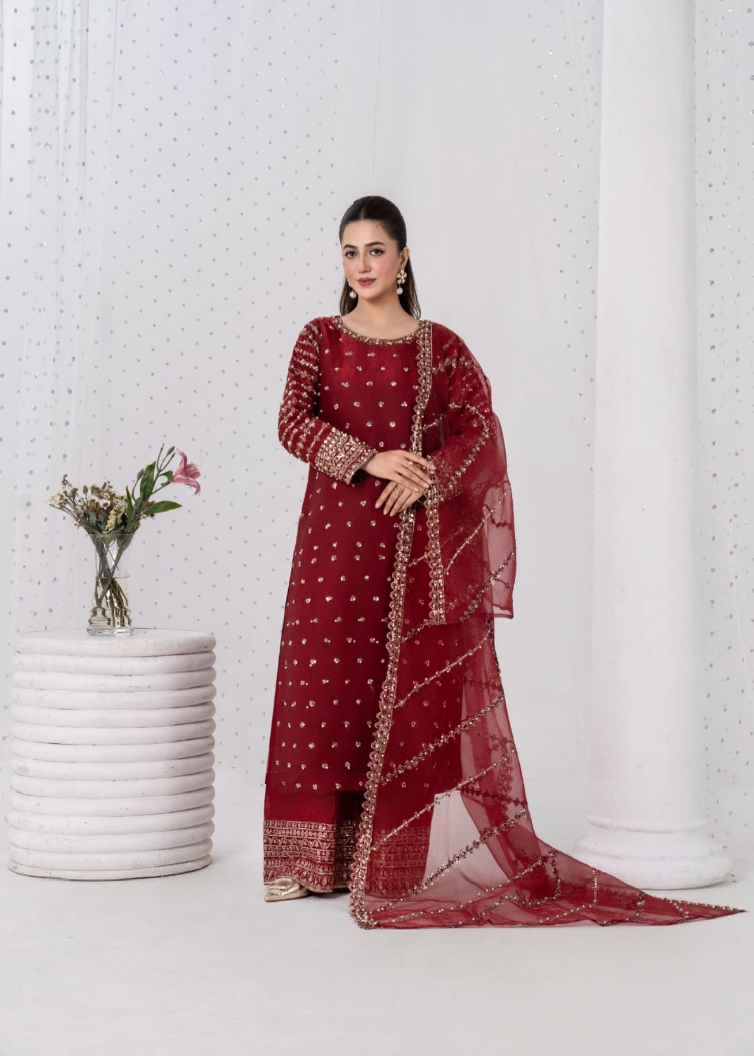 kattan silk Kurta Set in Maroon