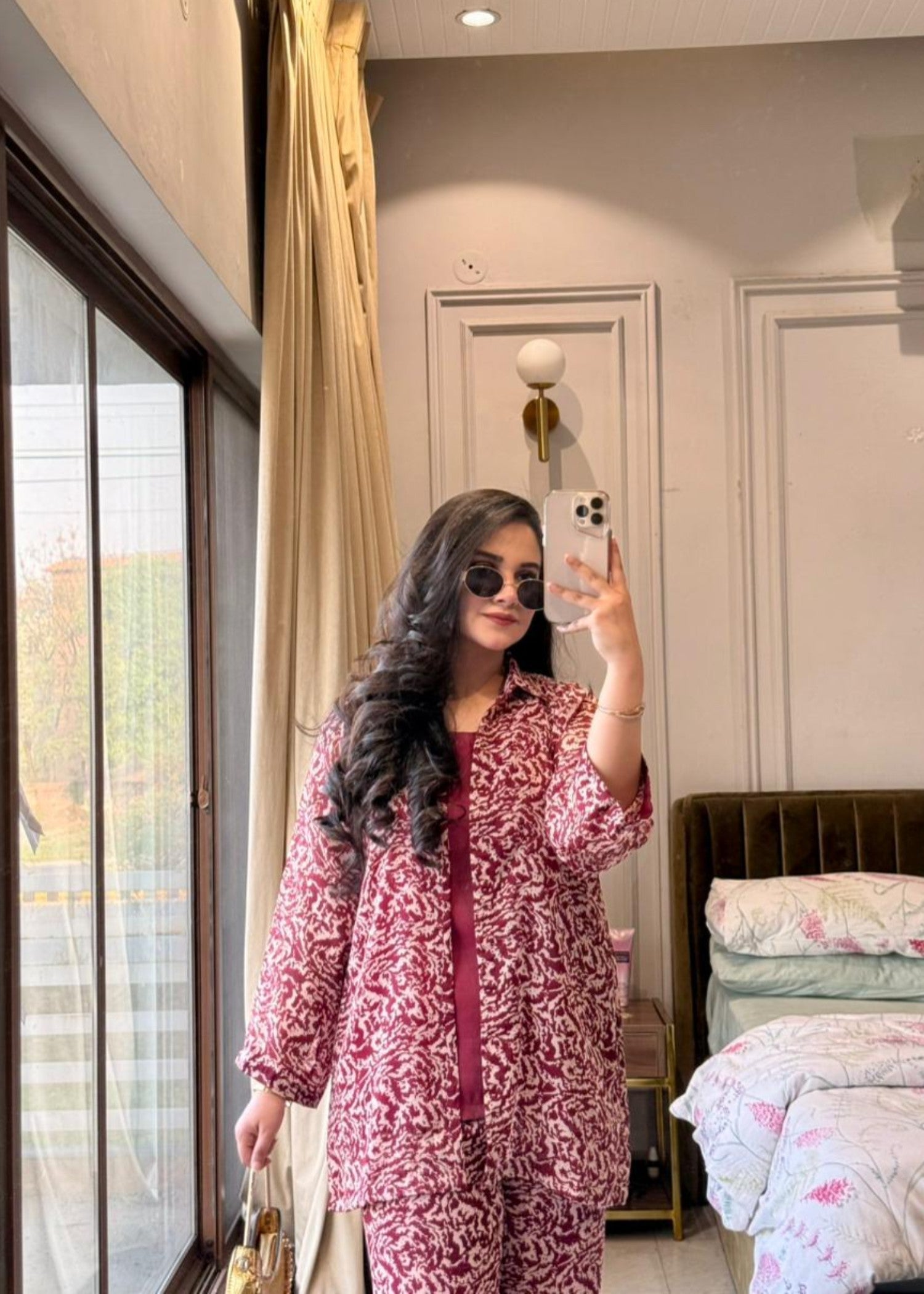 chiffon Co Ord Sets in Maroon