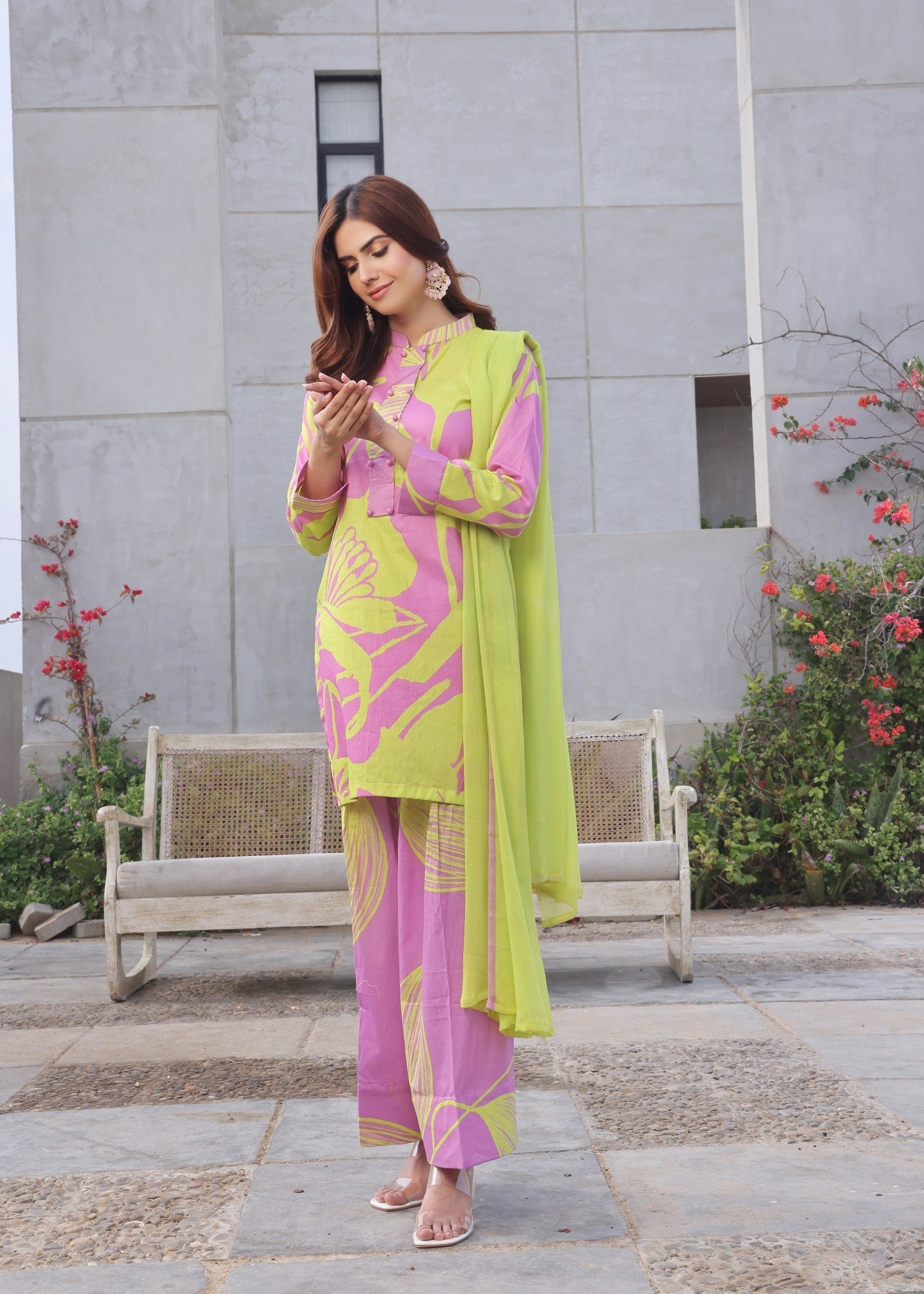 lawn Kurta Set in Pink
