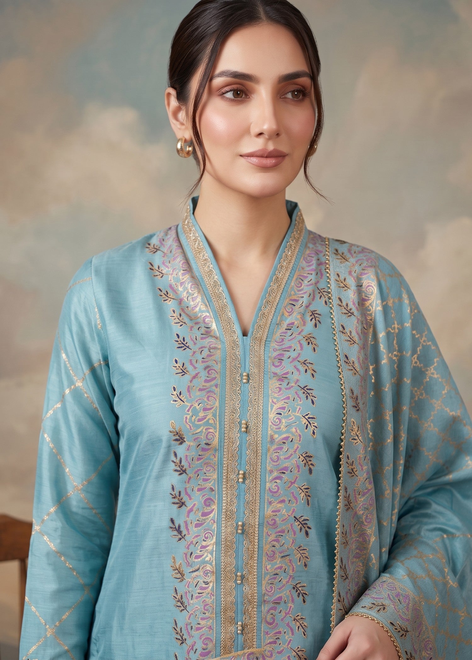 pk raw silk Kurta Set in Sky blue