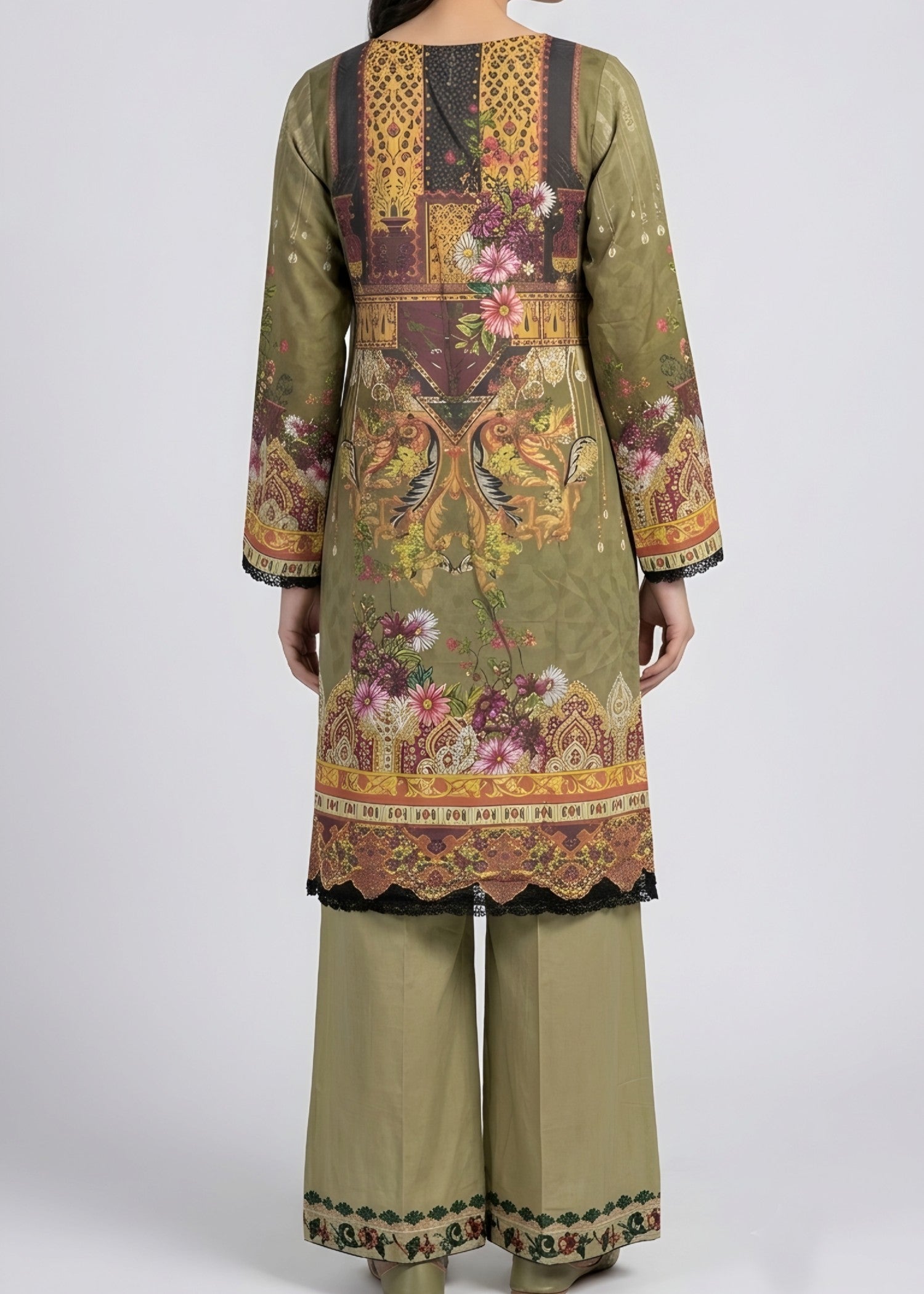 linen Kurta Set in Apple green