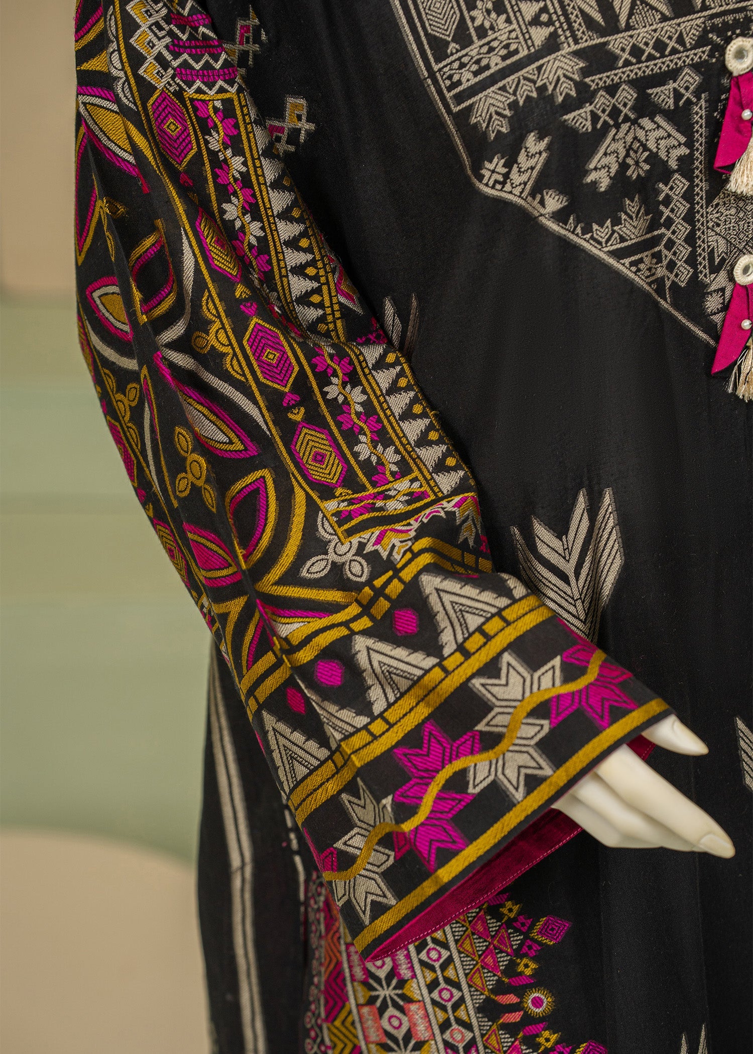 jacquard Kurta Set in Black