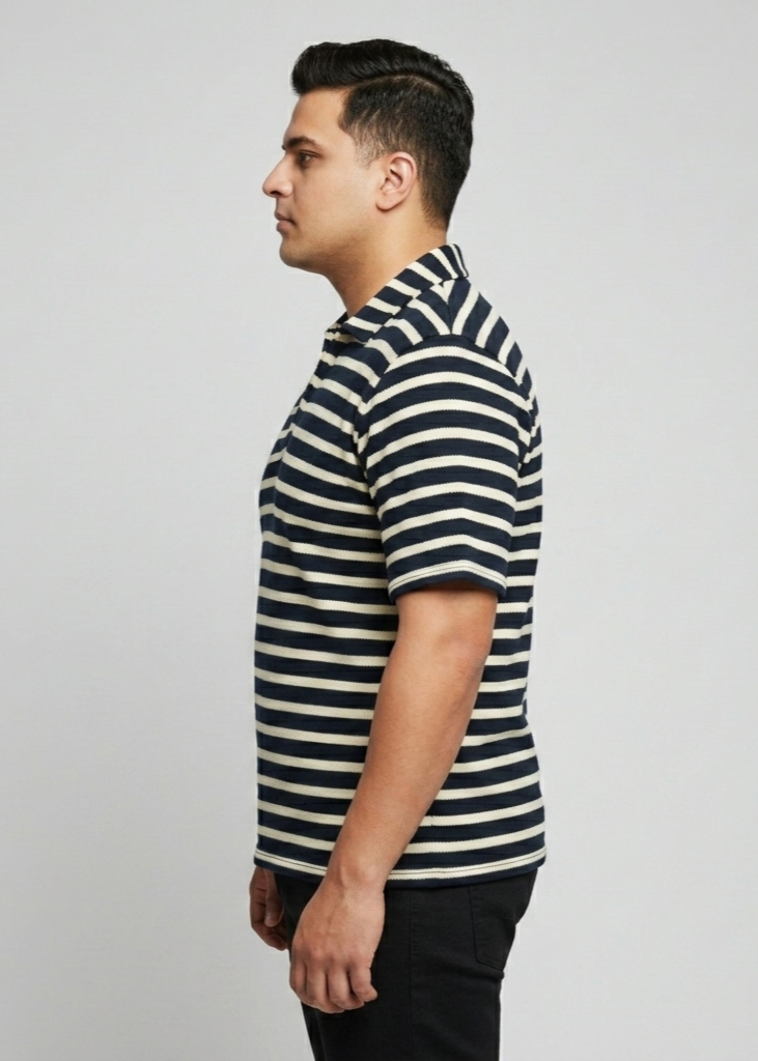 polyester jacquard Polo Shirt in Navy blue