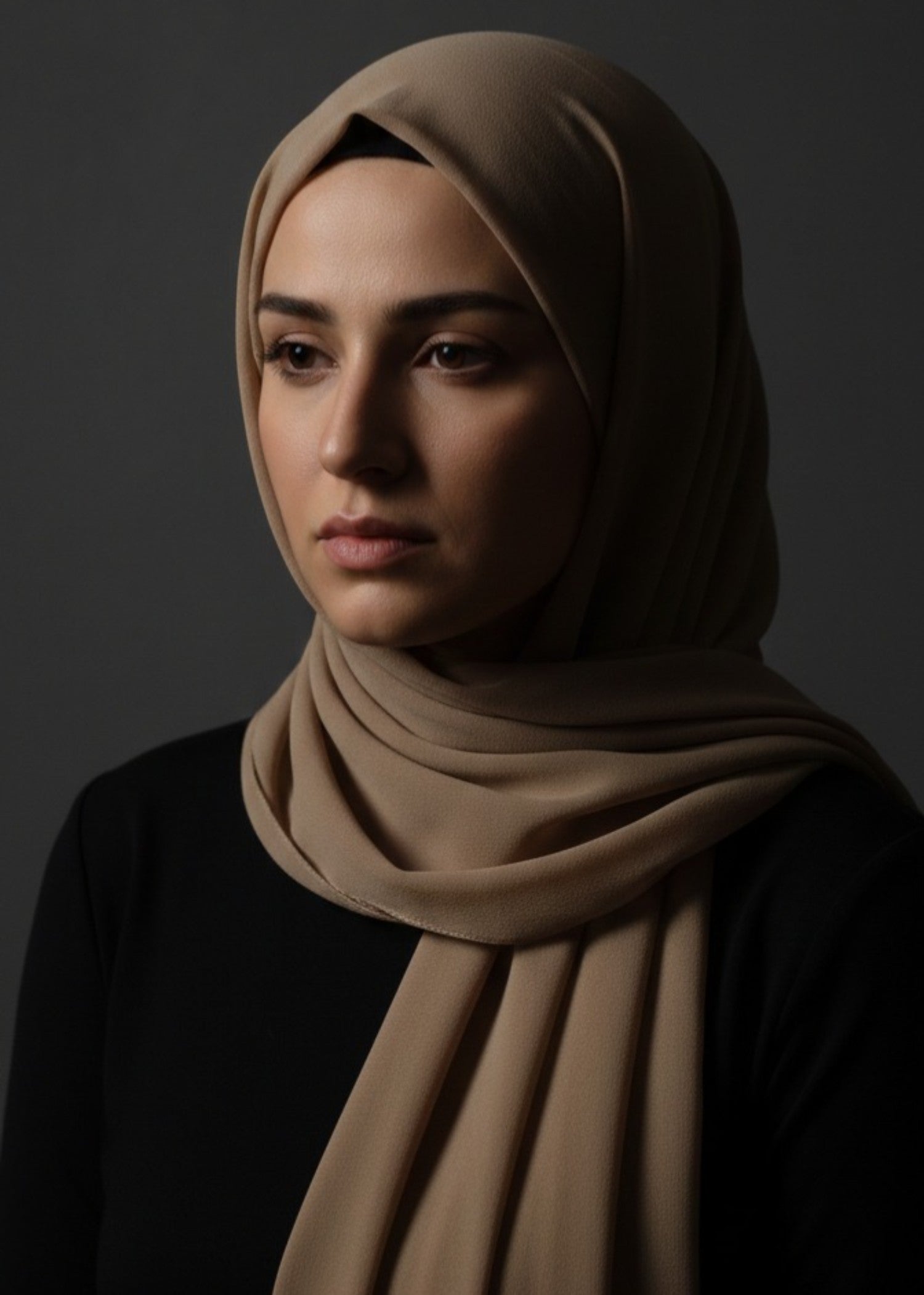 chiffon Hijab in Camel brown