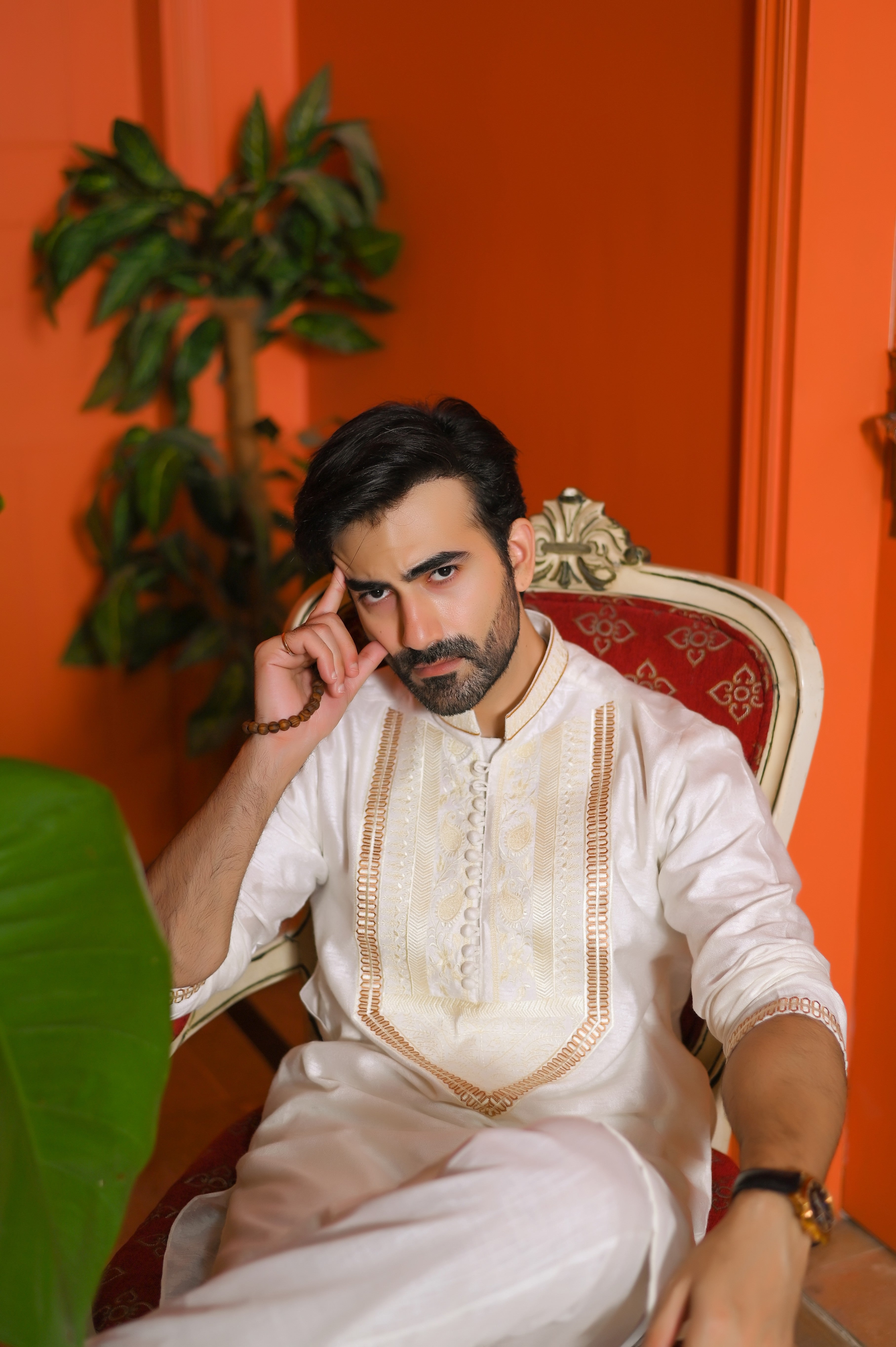 cotton net Kurta in White