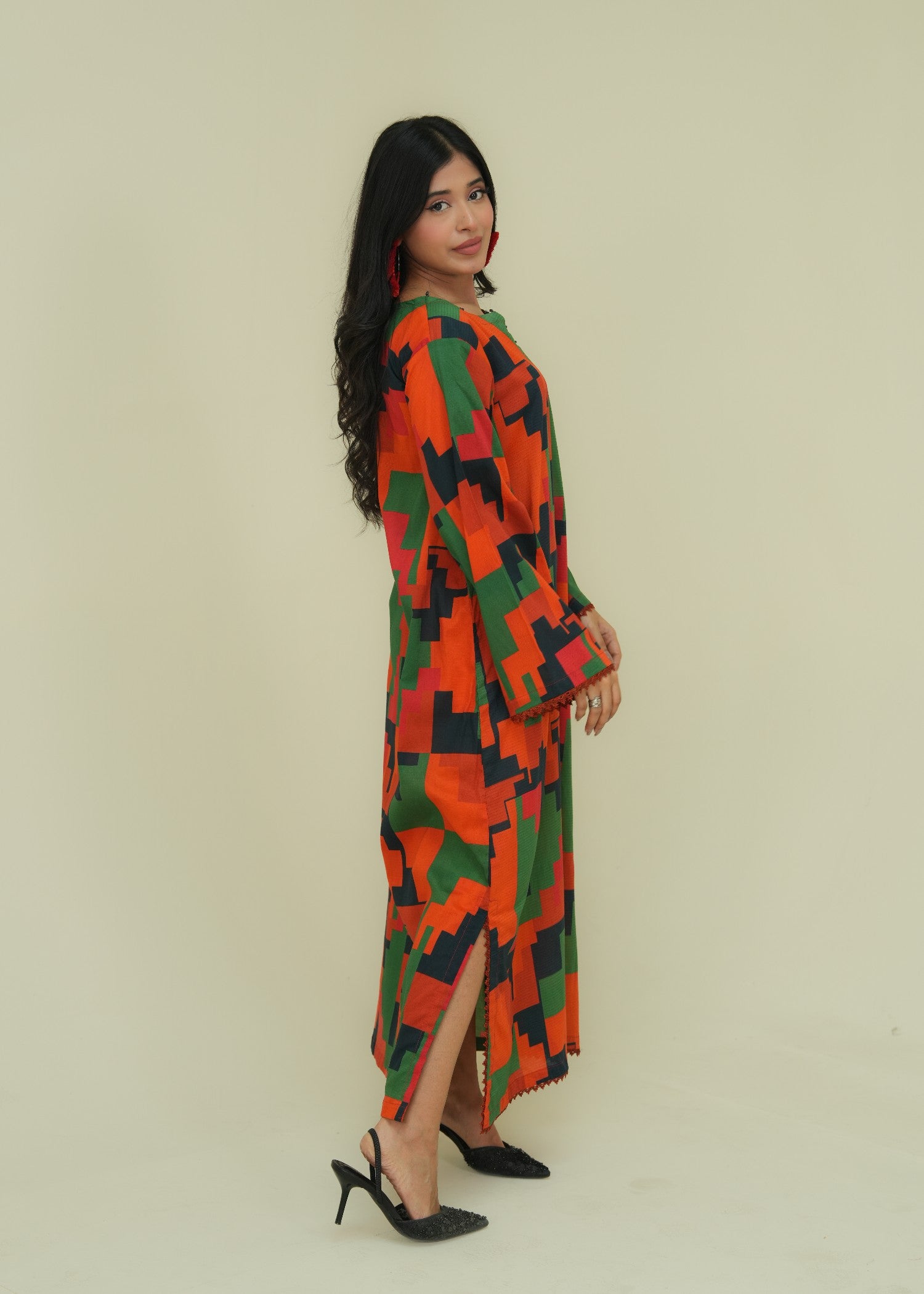 lawn Kaftan in Rust orange