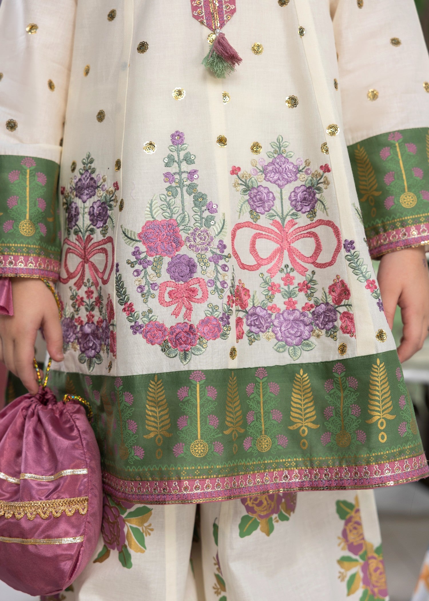lawn cotton Sharara in Off-white
