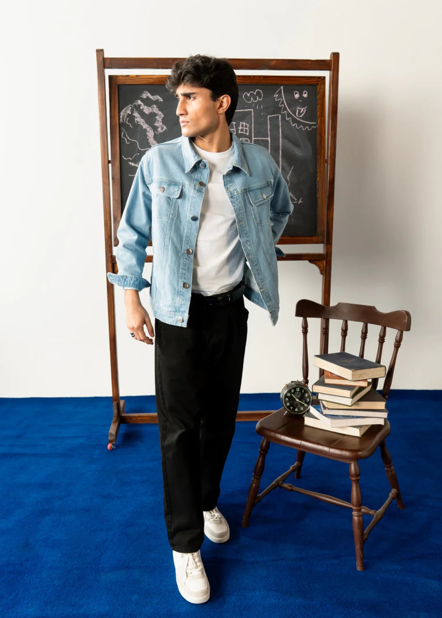 stone wash denim Jacket in Light blue