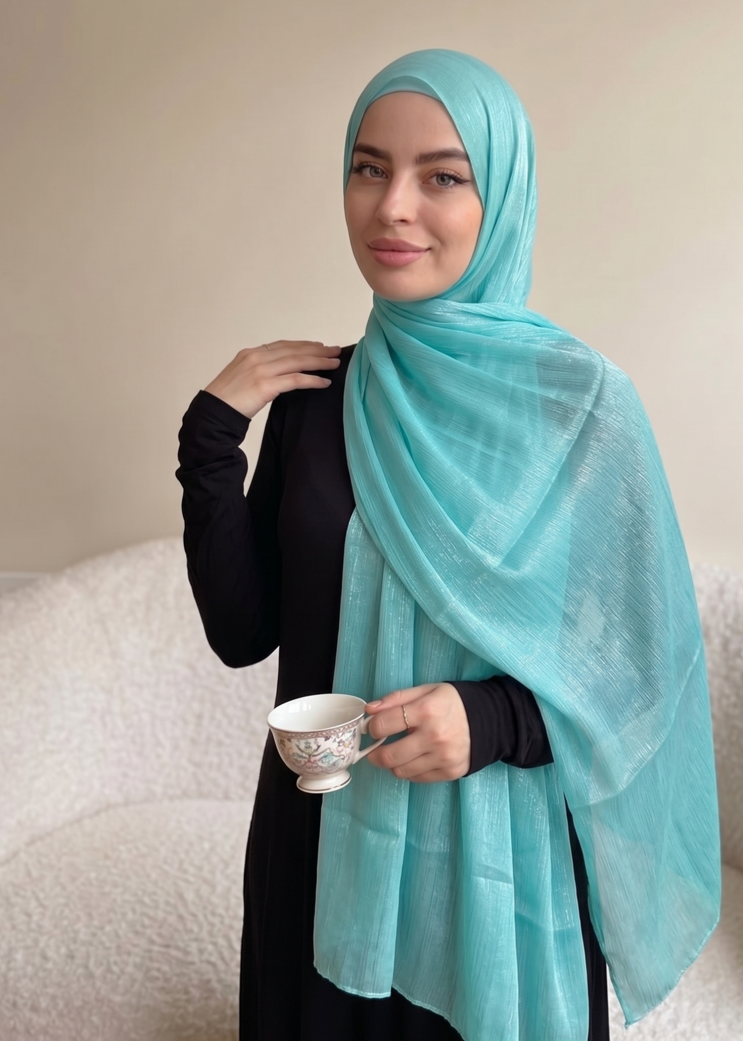 lurex organza Hijab in Turquoise