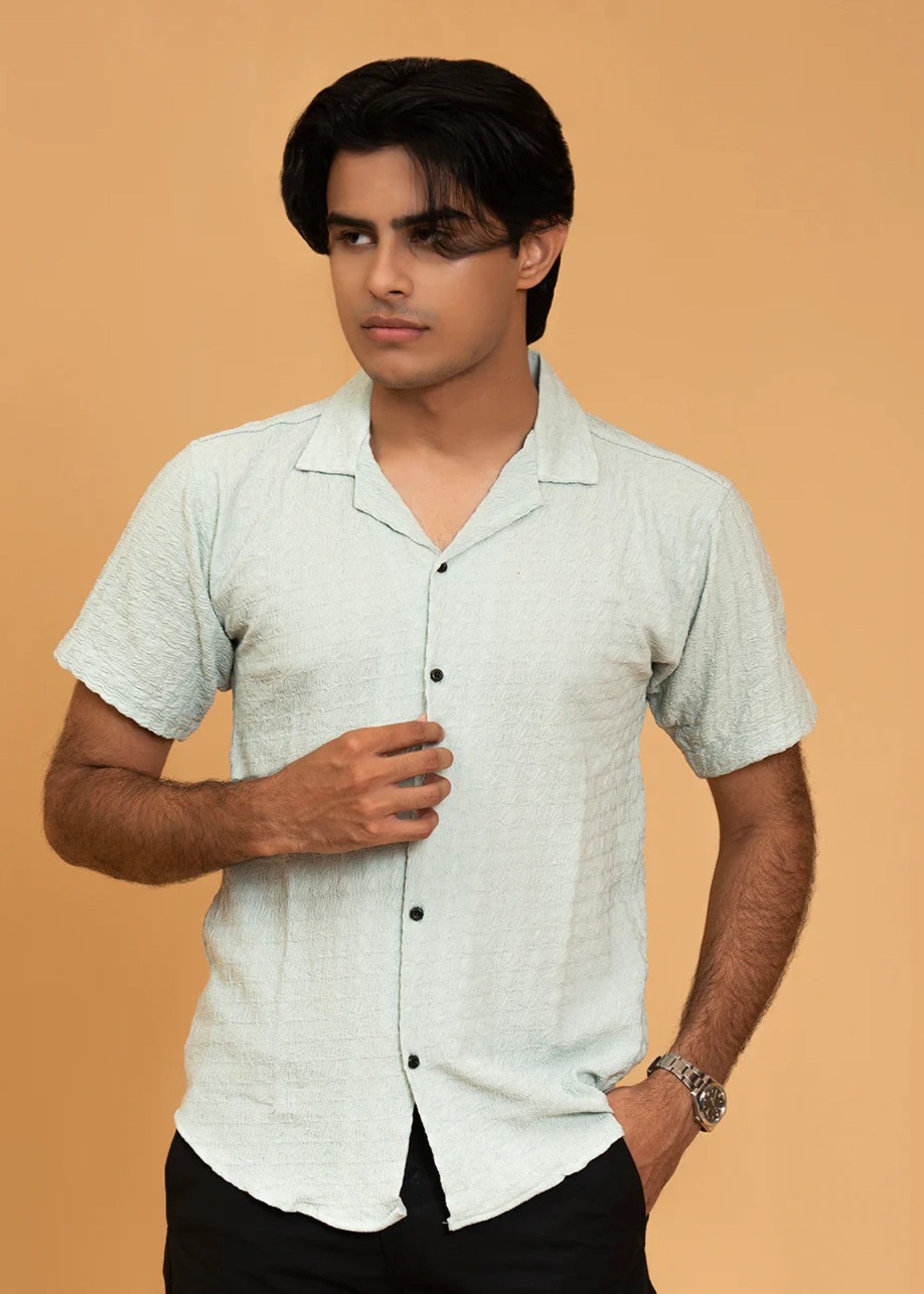 dobby Casual Shirt in Tea green