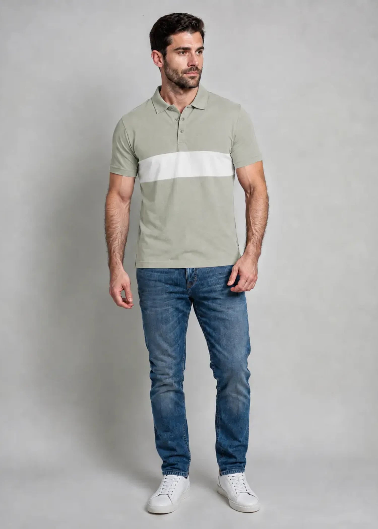 polycotton Polo Shirt in Sage green