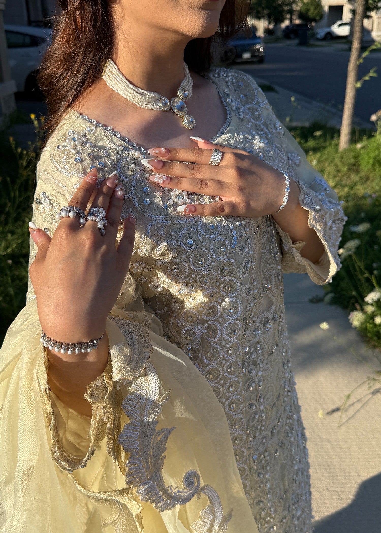 organza Sharara in Buttercream