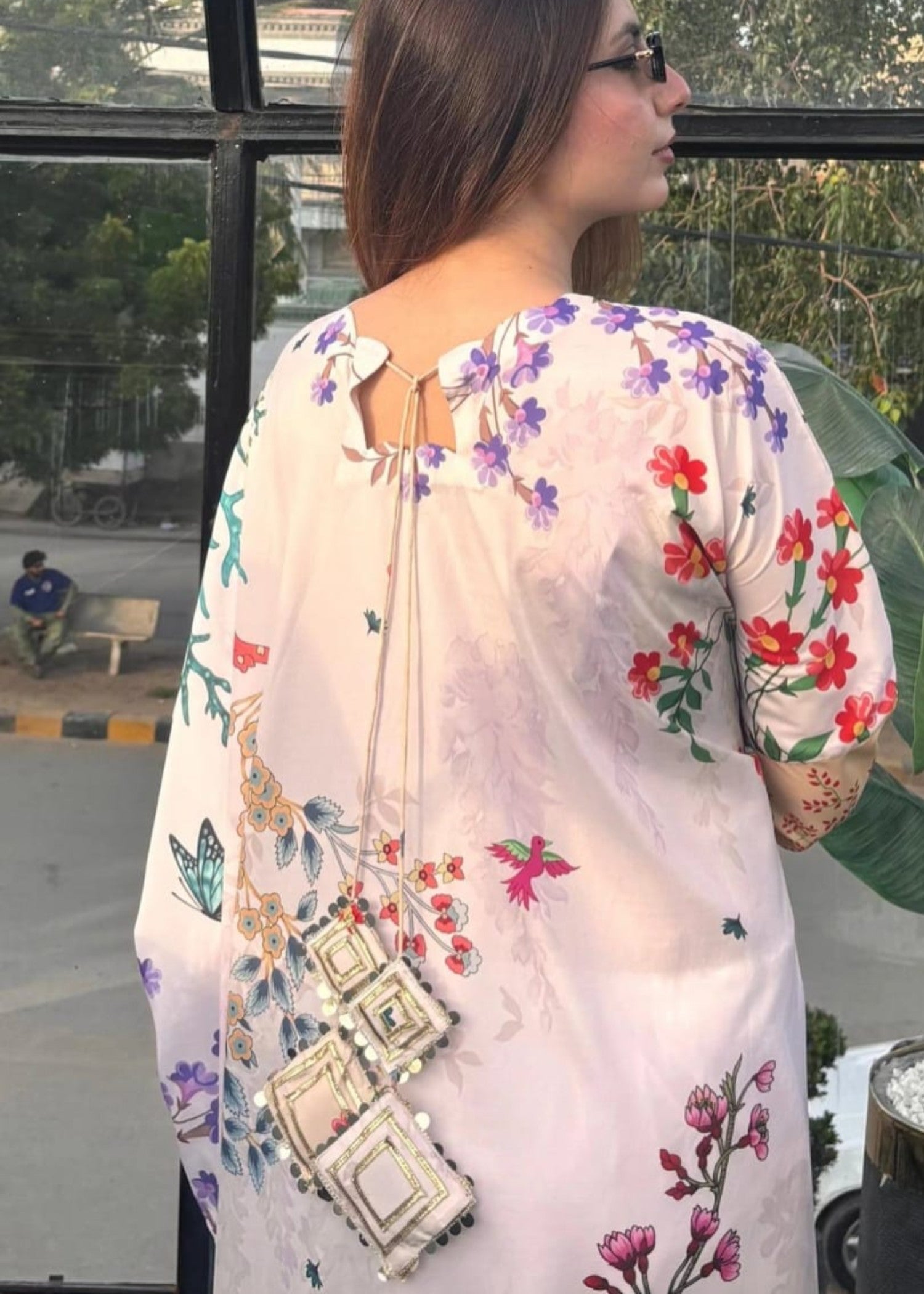 crepe silk Kaftan in Multi