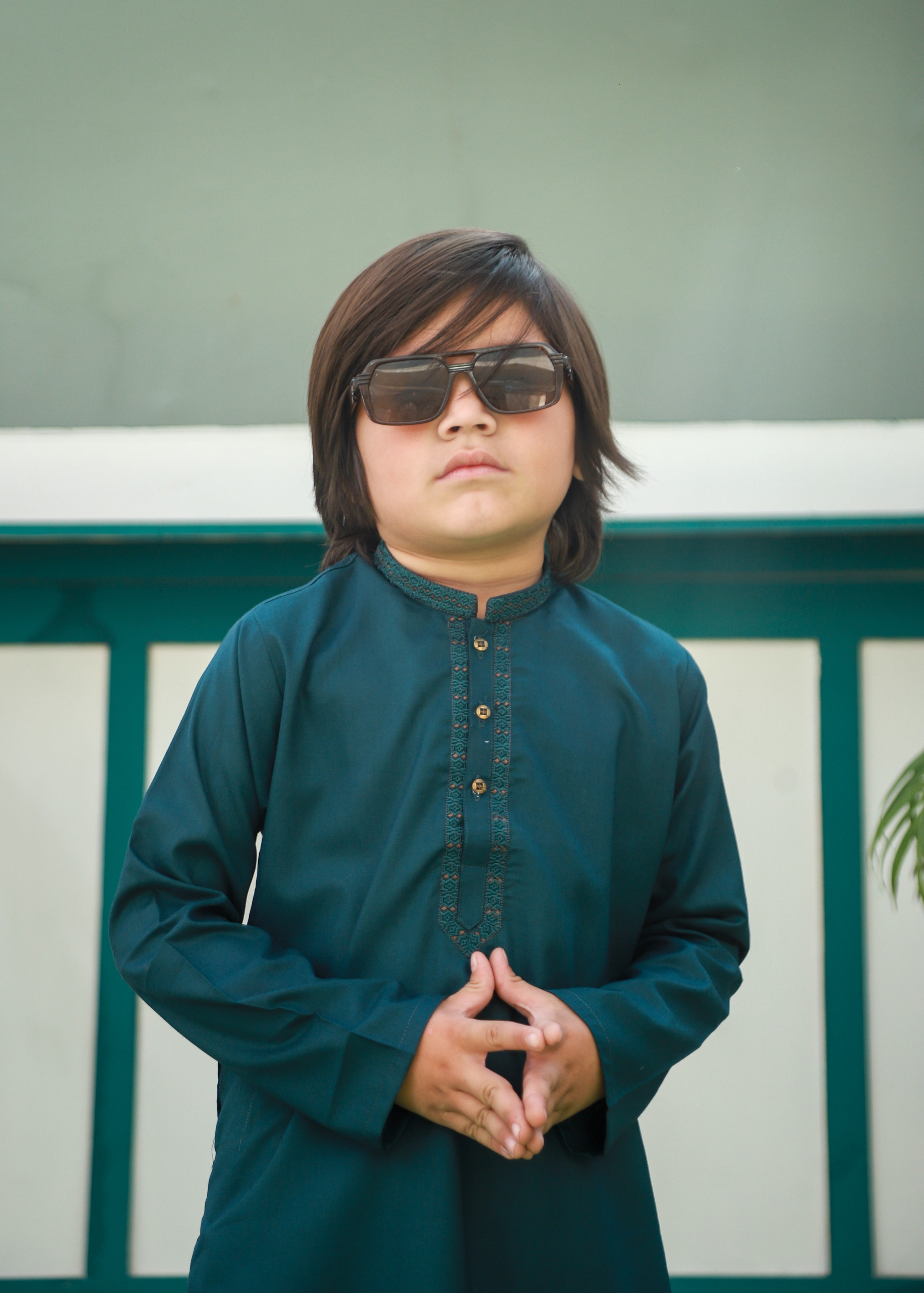 cotton Kurta Set in Pine green