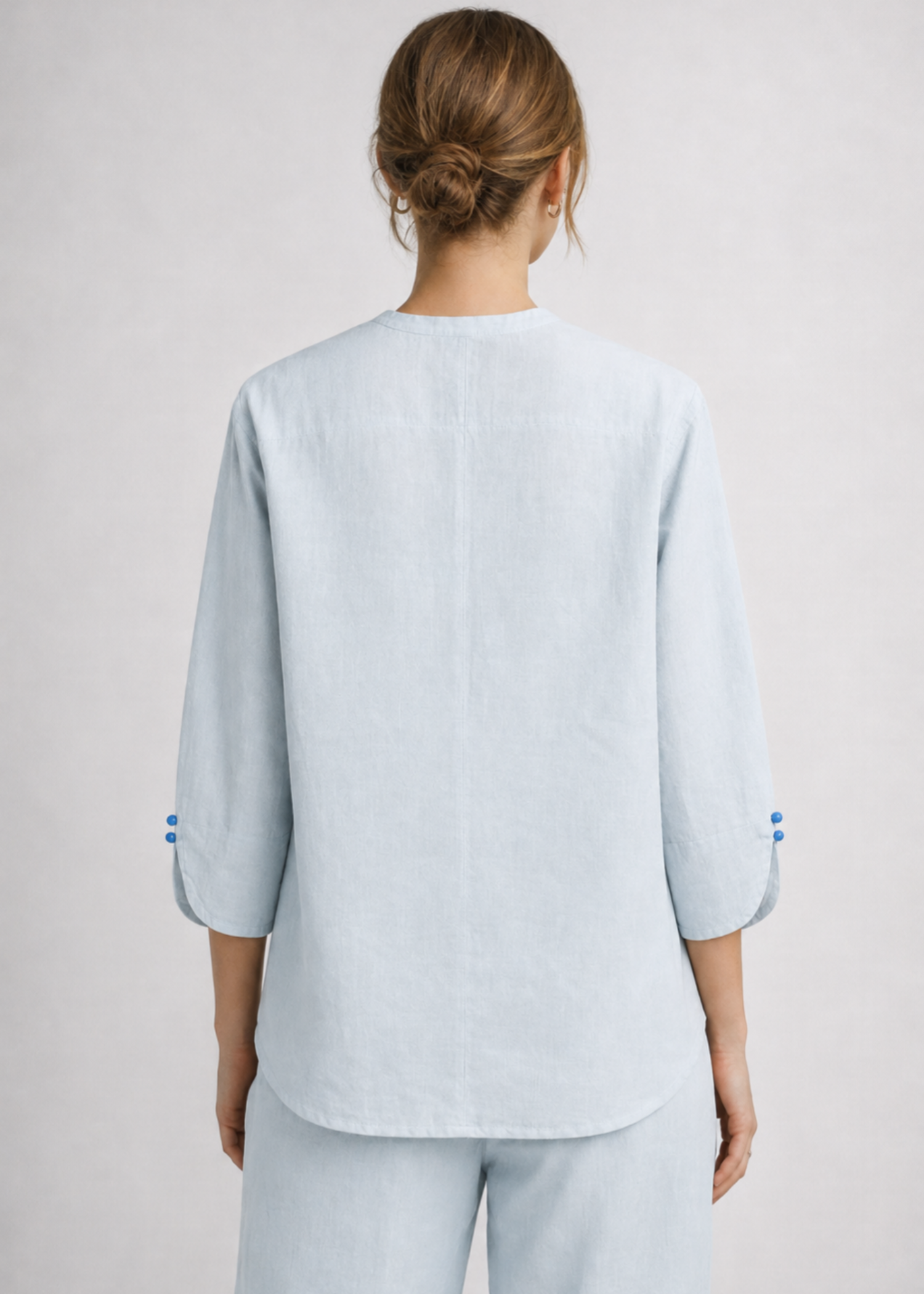 cotton linen Top in Ice blue