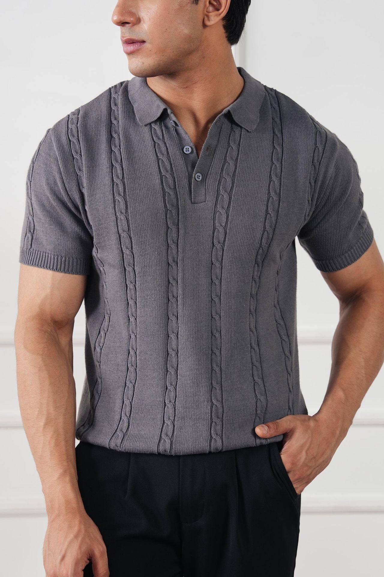 cotton jersey Polo Shirt in Steal grey by Avant Garde