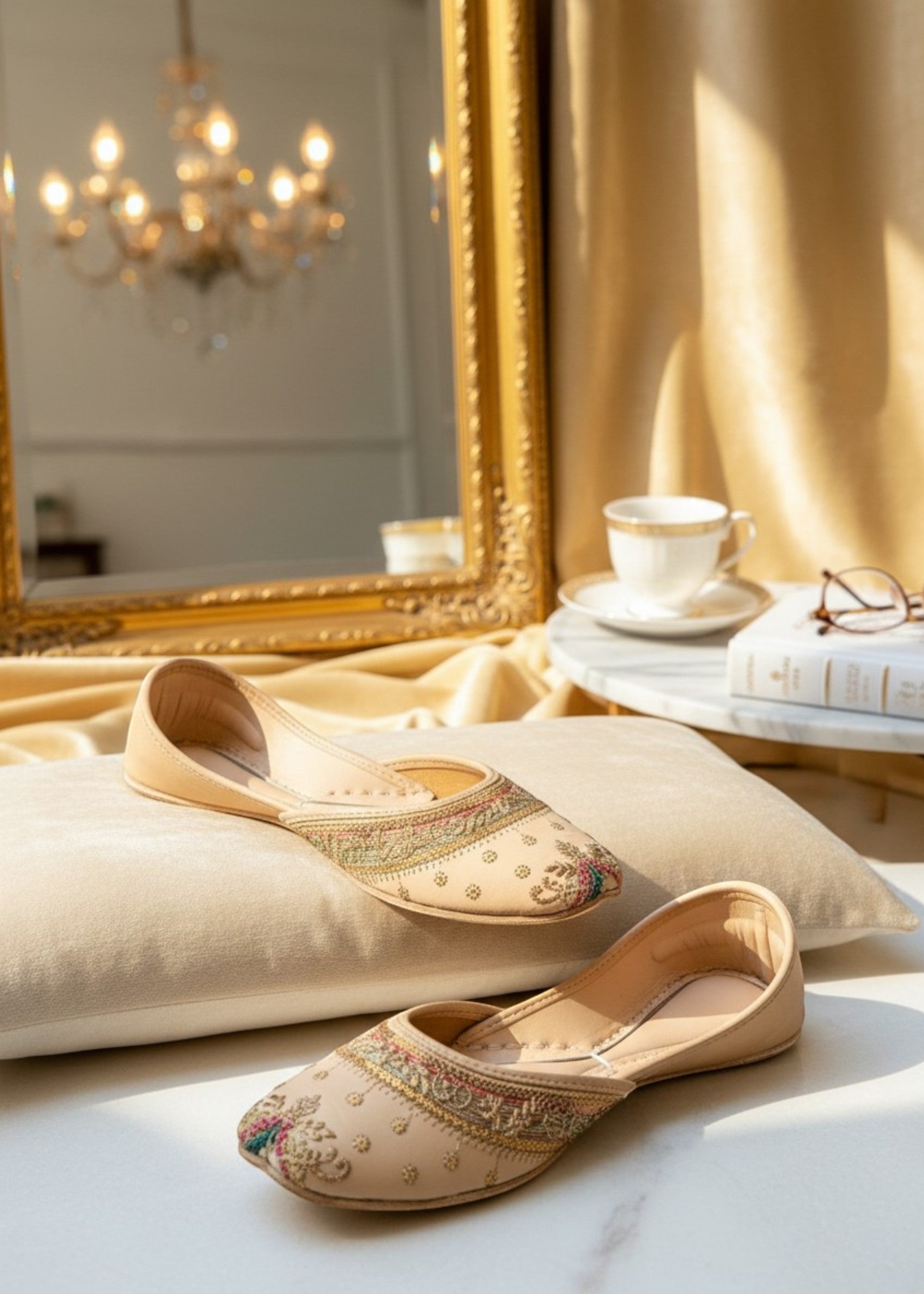 Khussa in Champagne by - High Quality Women Khussa FDV4850