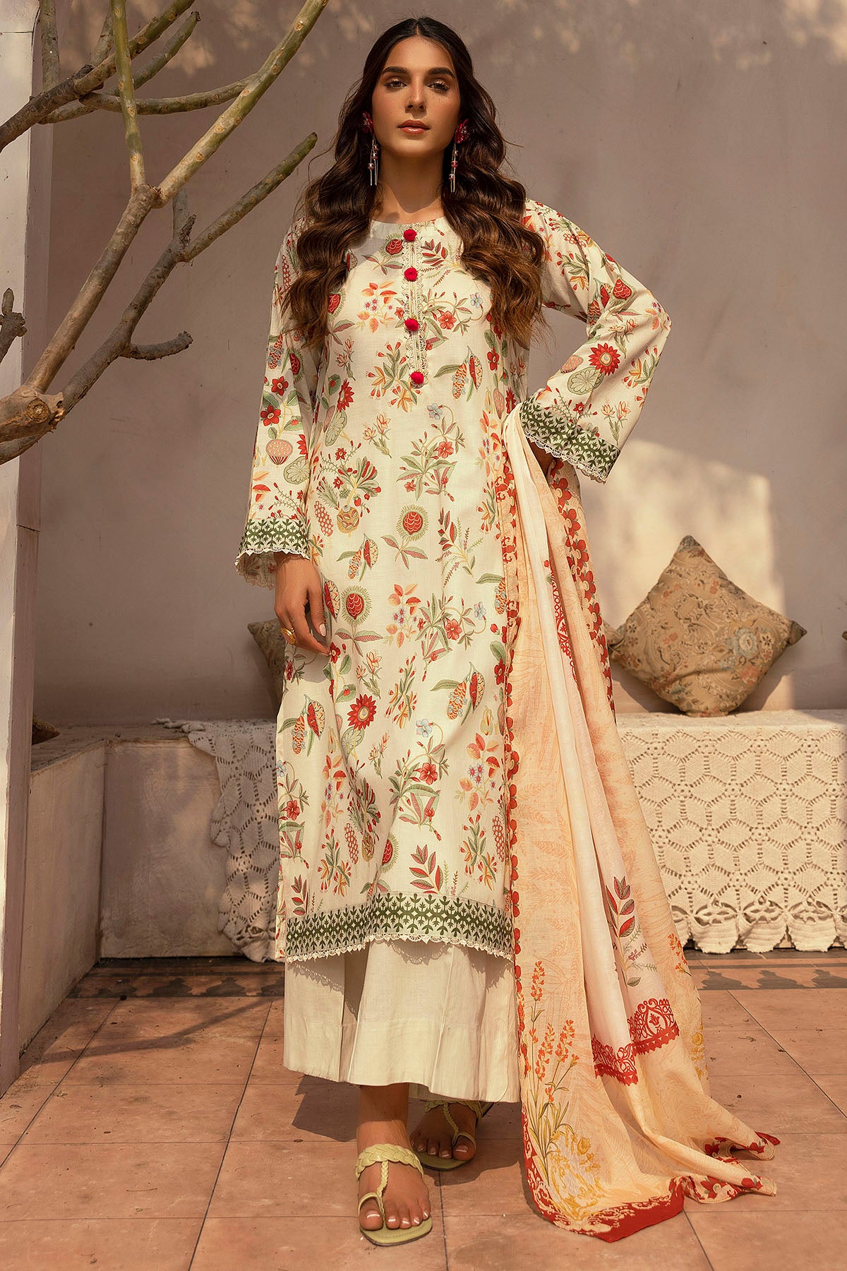 lawn Unstitched in Cream
