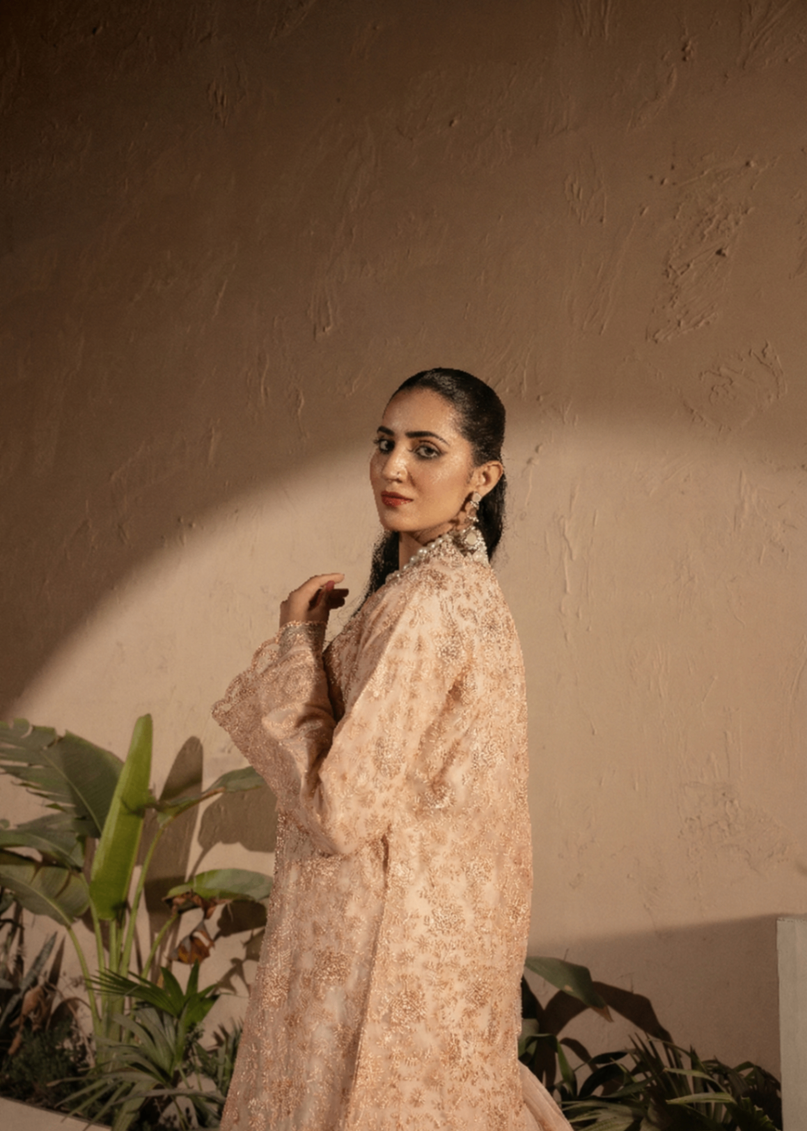 crepe Gown in Peach orange