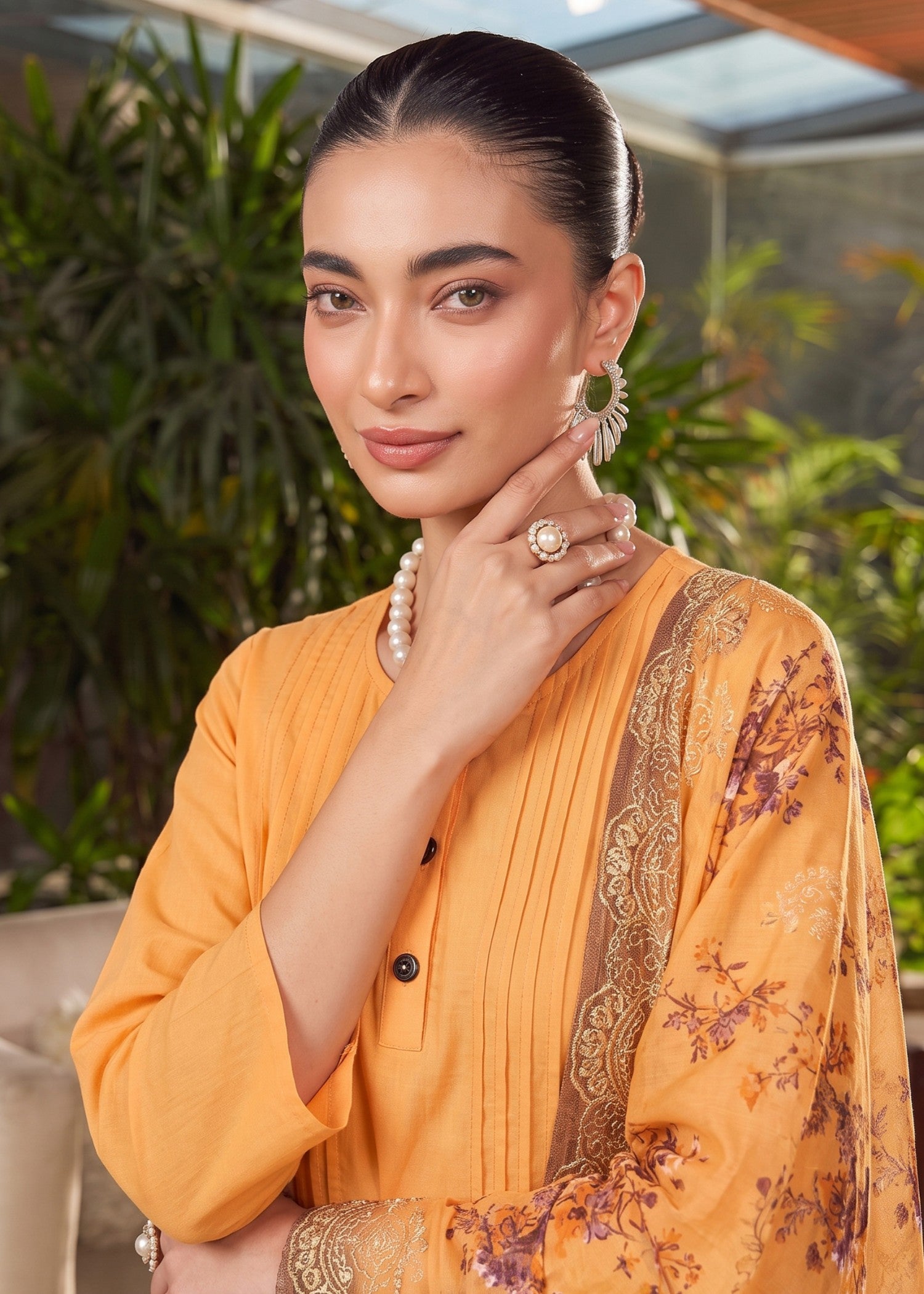 lawn Short Frock in Orange
