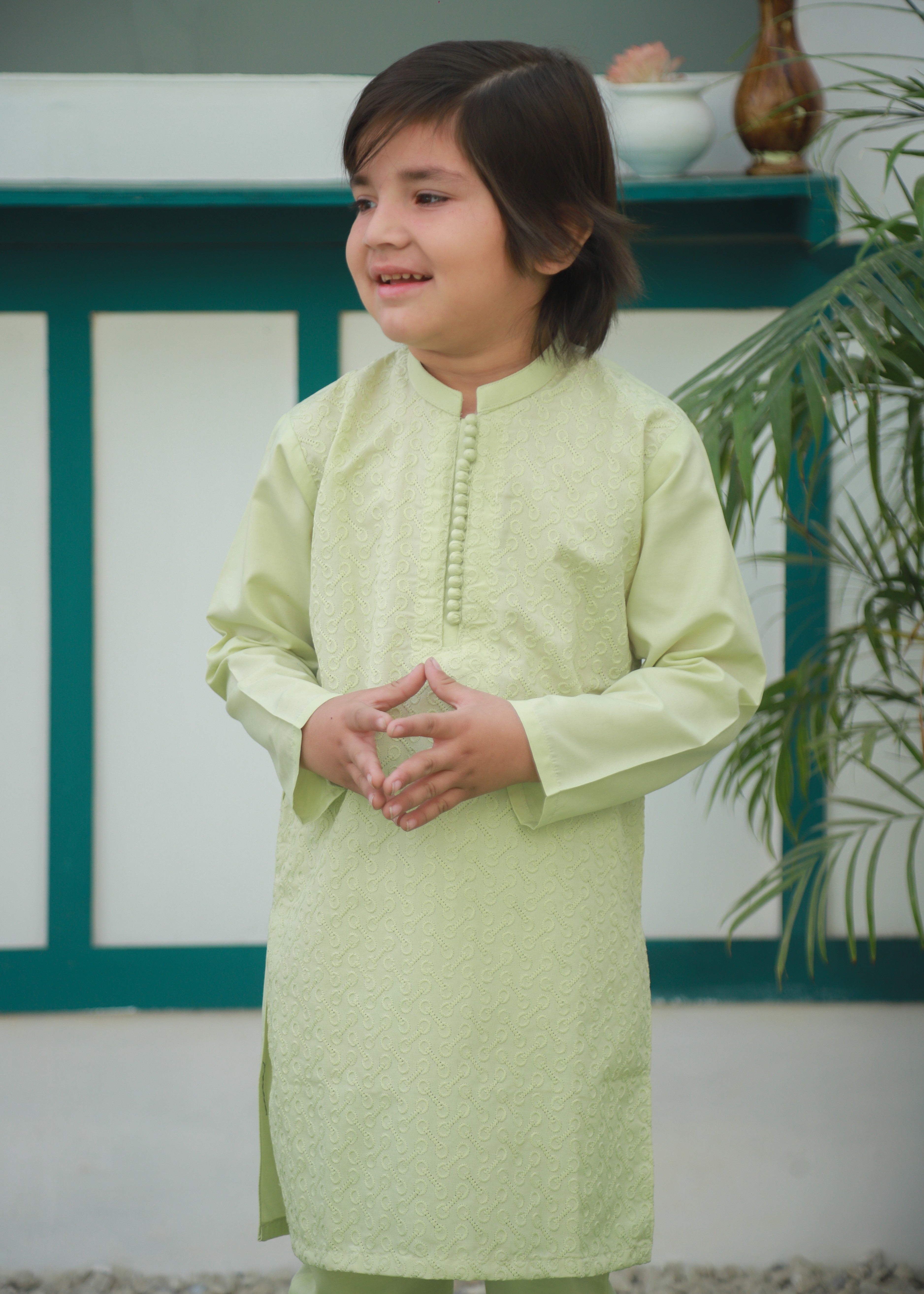 cotton Kurta Set in Tea green