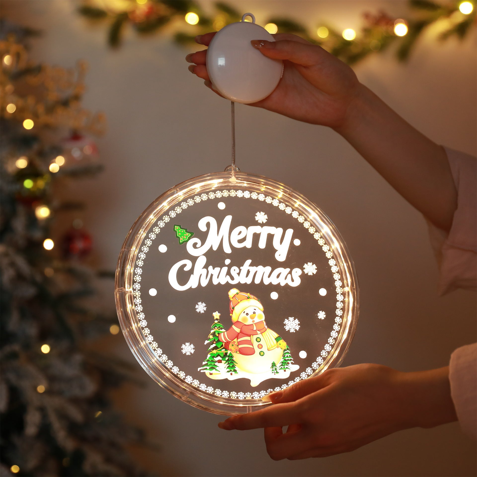 LED Lighting Chain Hanging Light Bell Snowflake Elk Ornamental Festoon Lamp