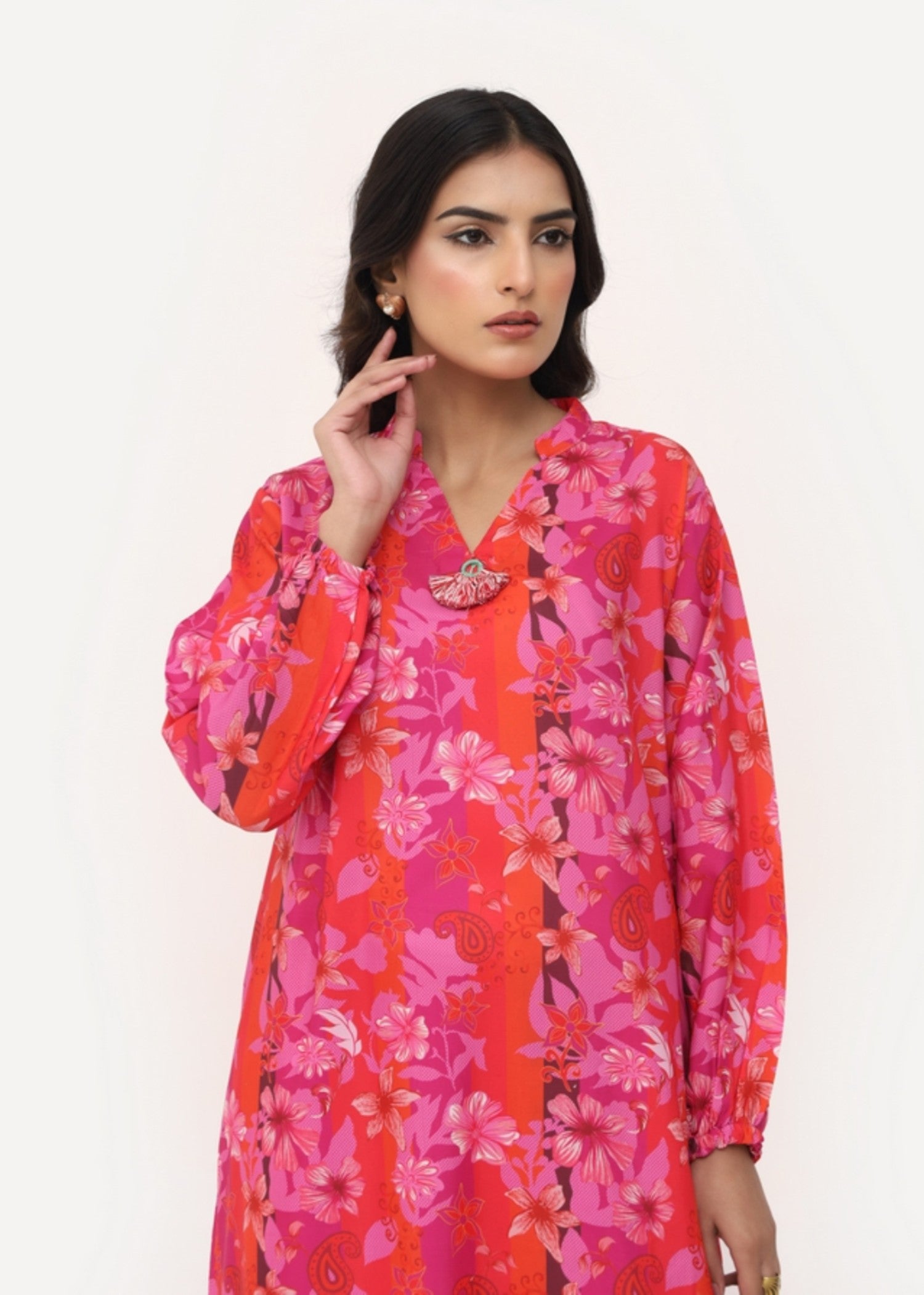 silk finish lawn Co Ord Sets in Ruby red