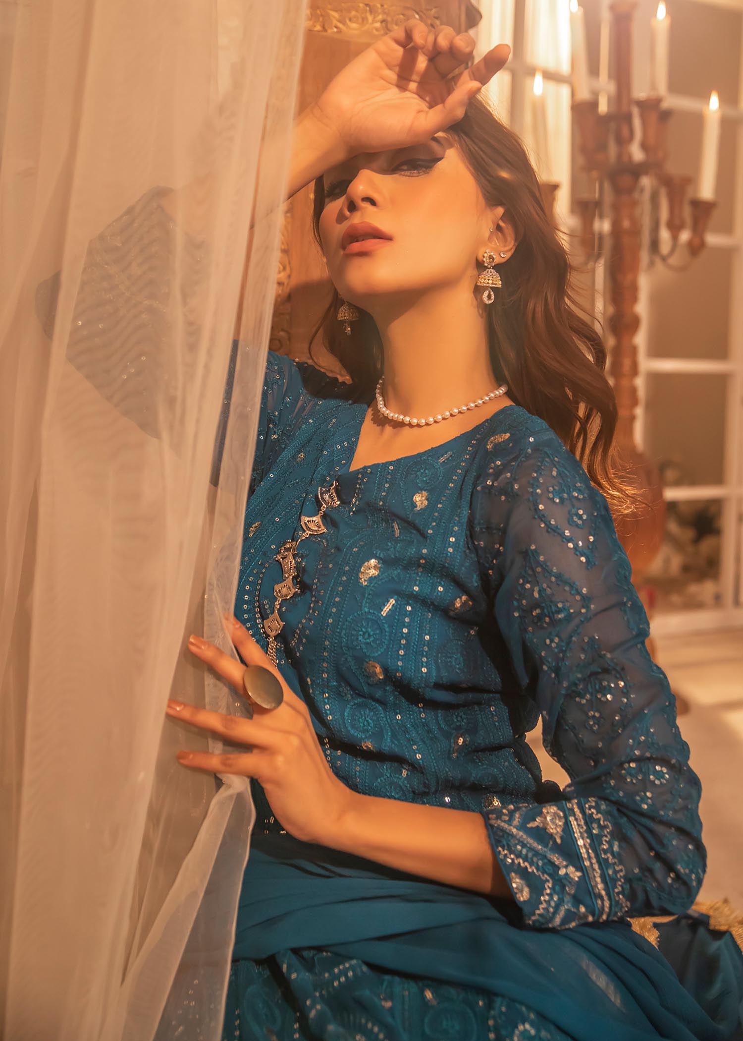 chiffon Maxi in Bondi blue