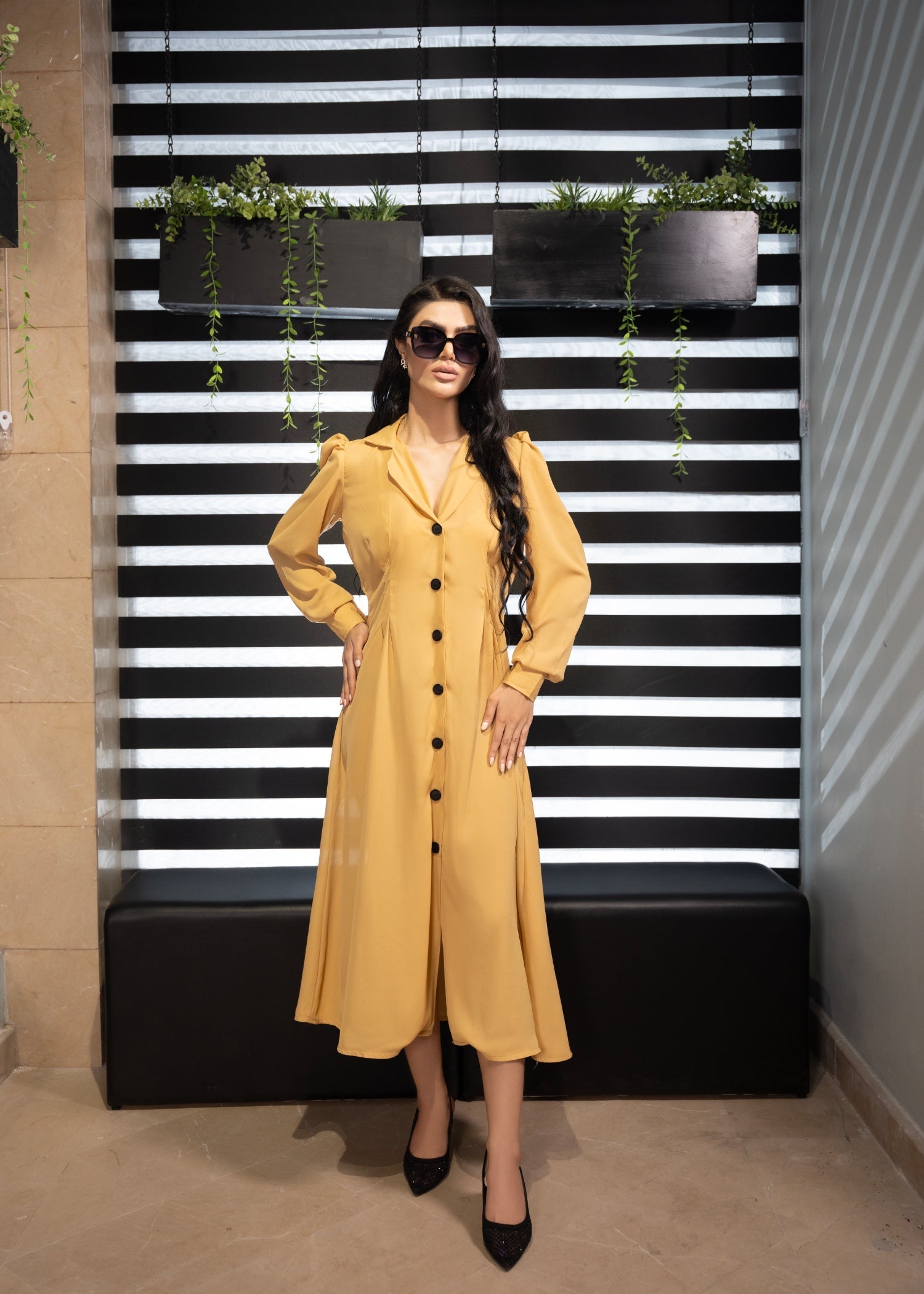 crepe georgette Dress in Butter